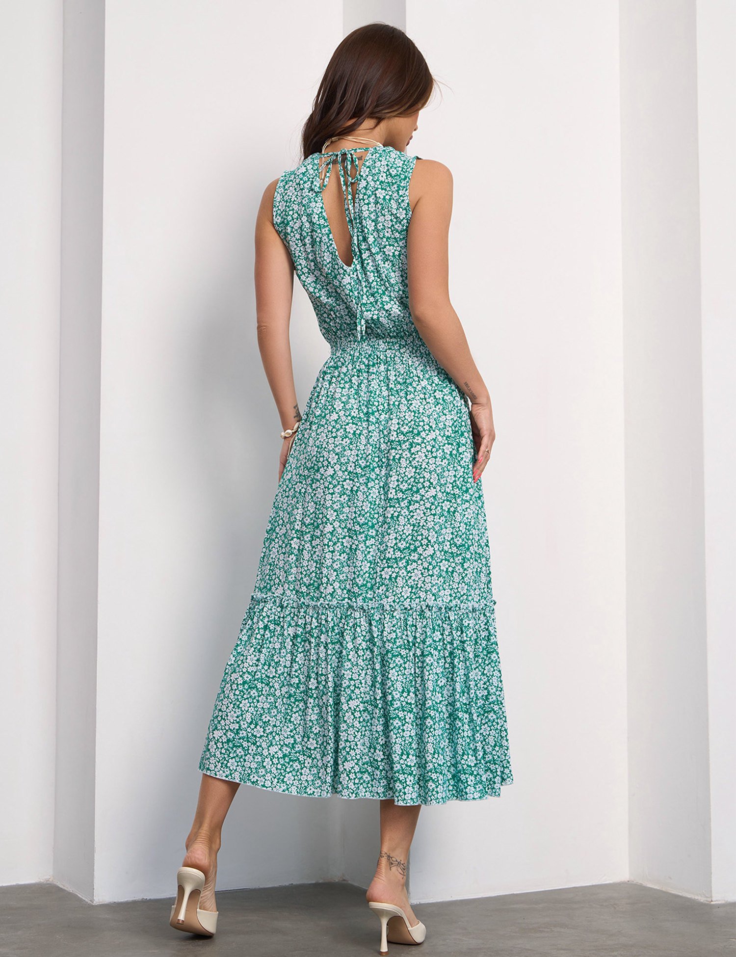 Картинка Сукня максі зелена з принтом 