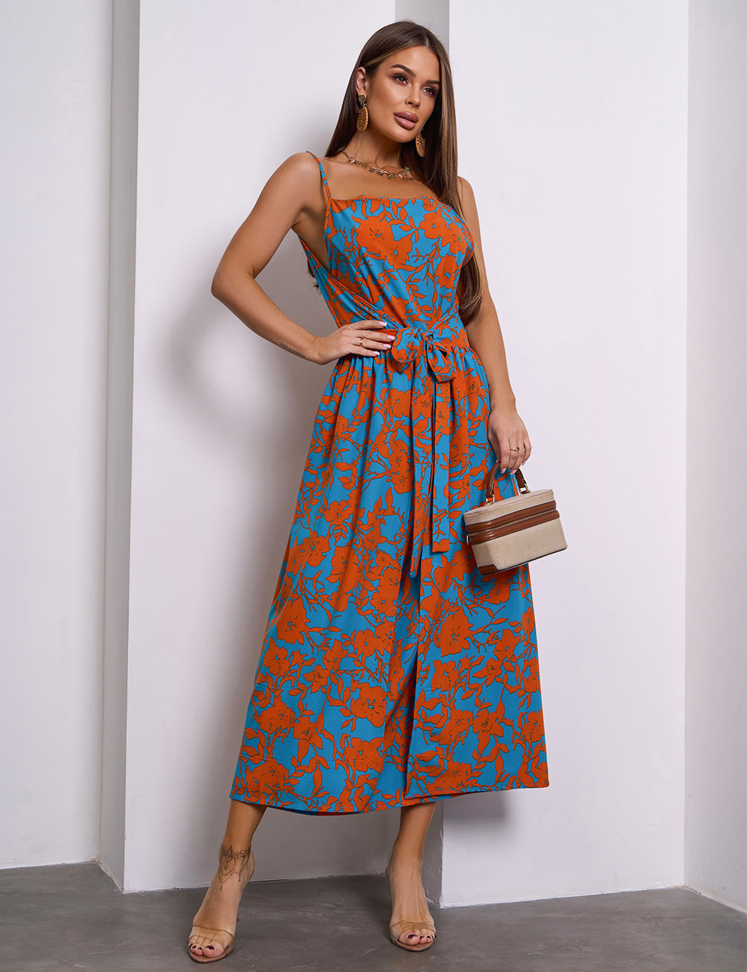 Картинка Сарафан максі синій з принтом 