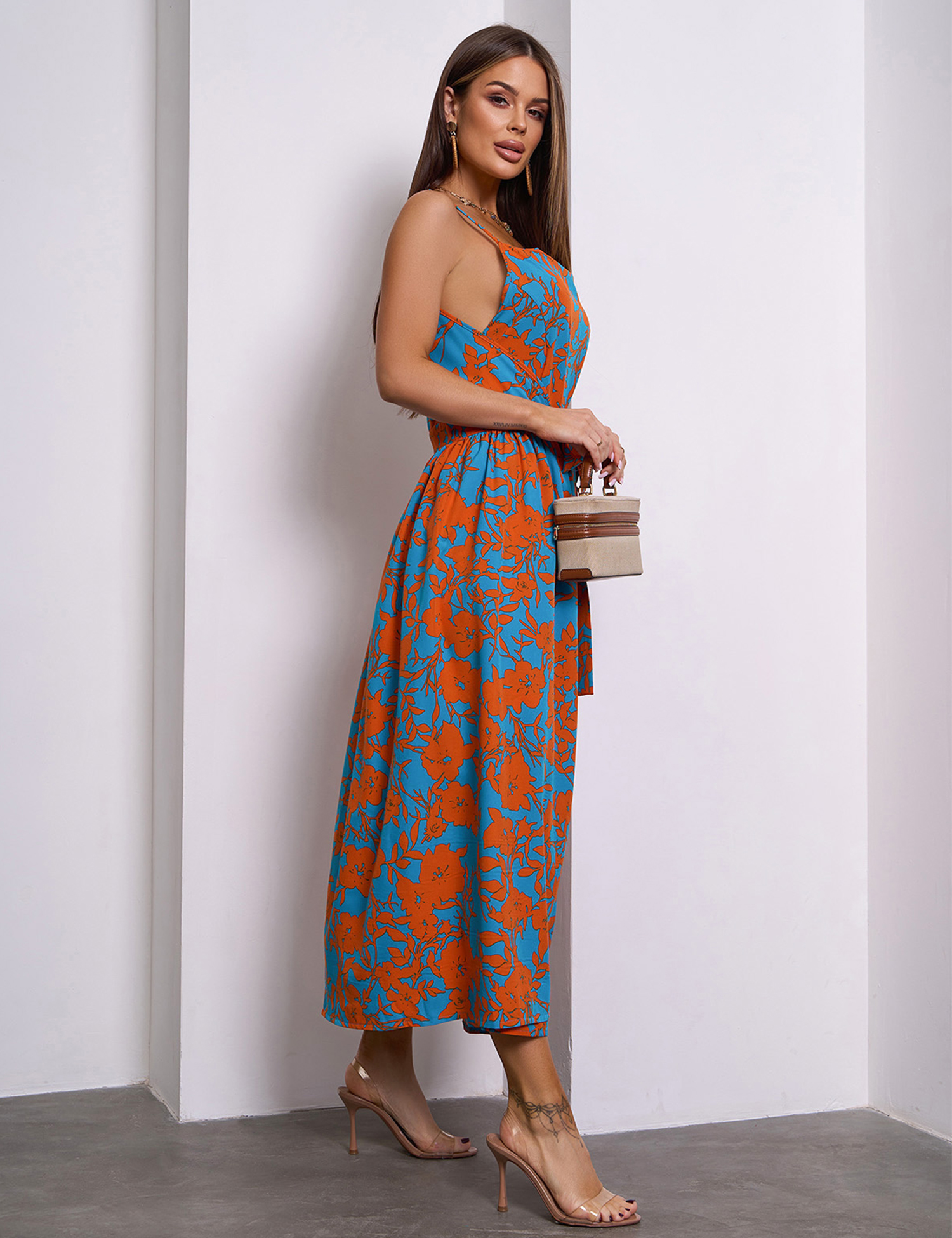 Картинка Сарафан максі синій з принтом 