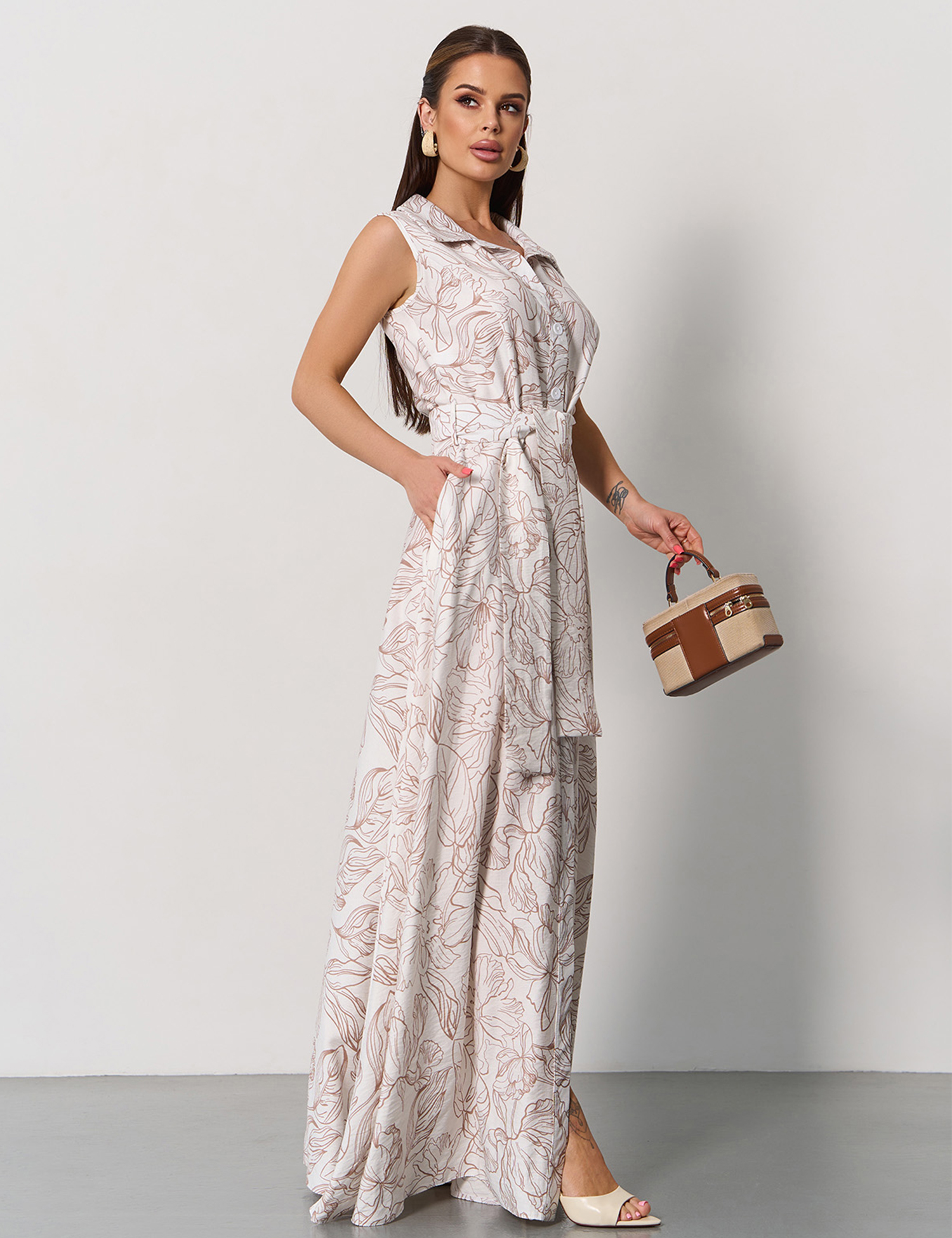 Картинка Сукня максі біла з принтом 