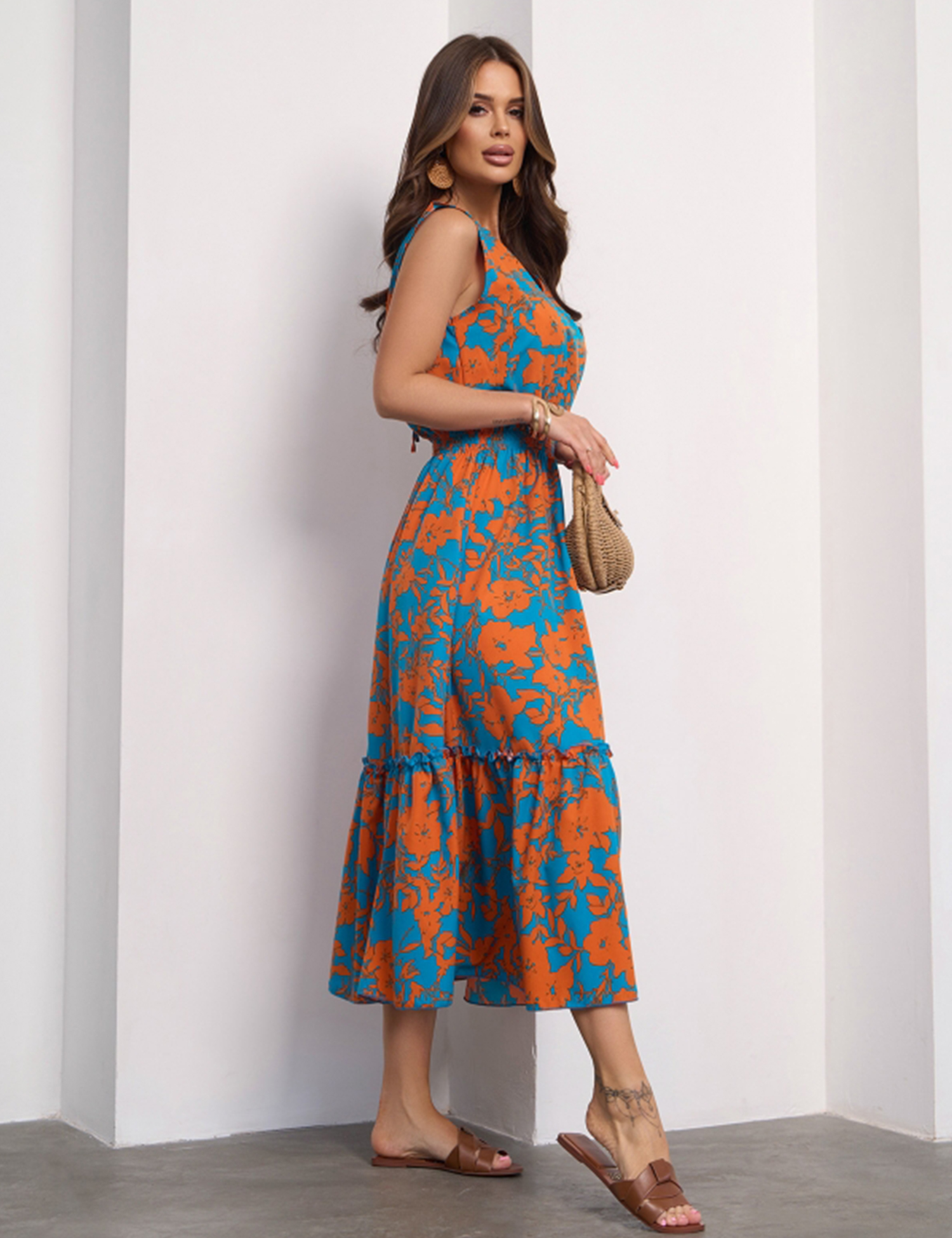 Картинка Сукня максі блакитна з принтом 