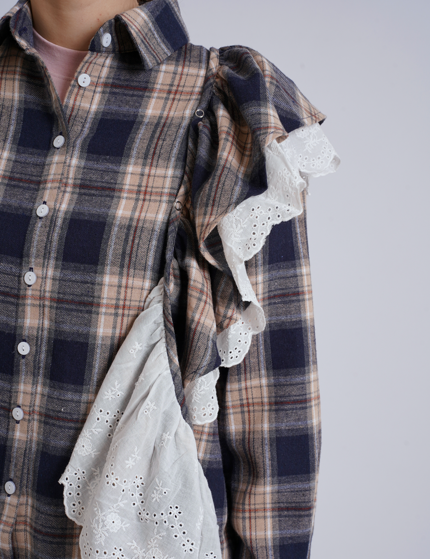 Картинка Сорочка бежево-синя картата