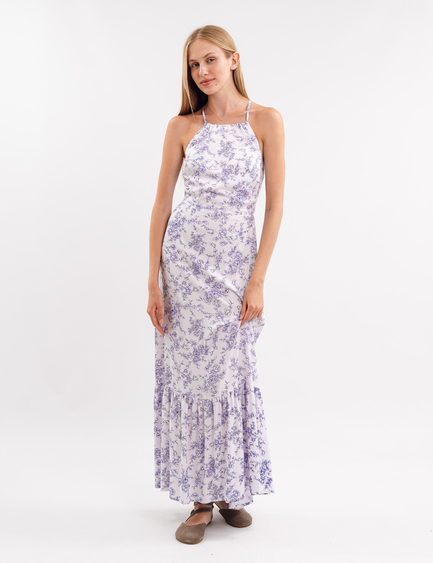 Картинка Сукня максі біла з принтом 