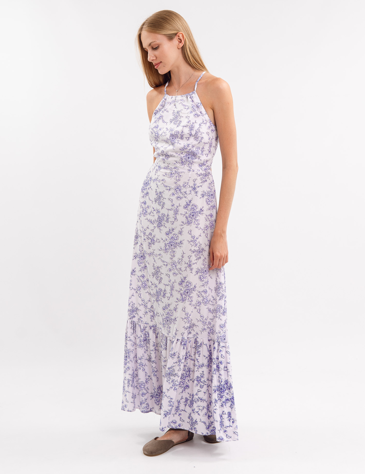 Картинка Сукня максі біла з принтом 