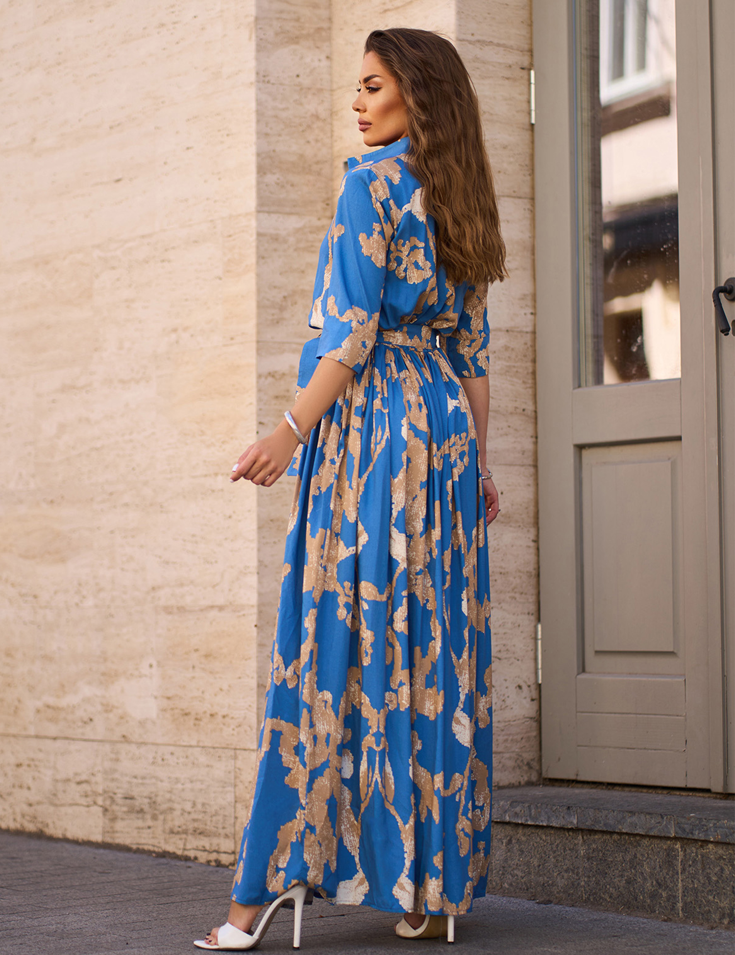 Картинка Сукня максі блакитна з принтом 