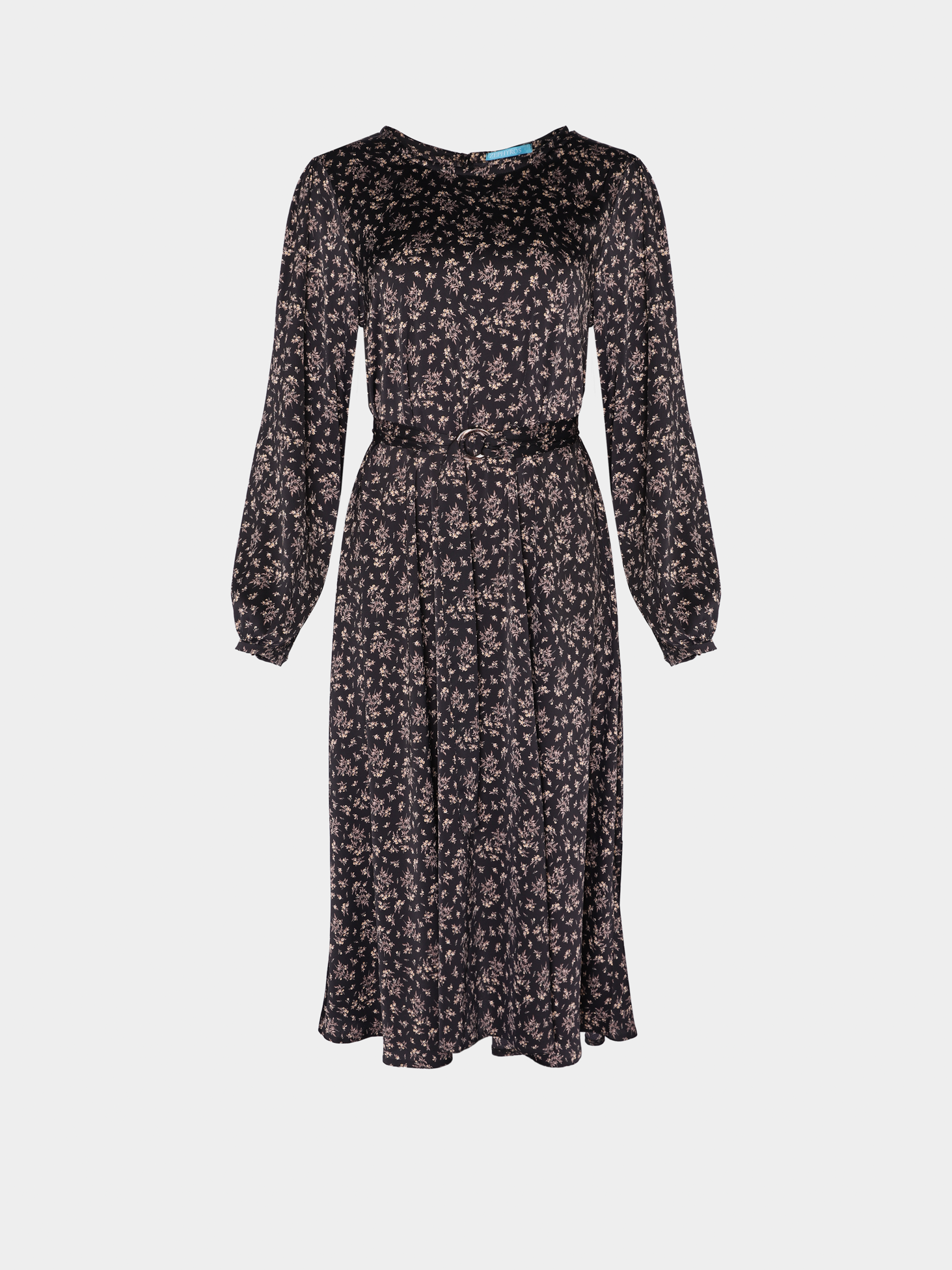 Картинка Сукня міді чорна з принтом 