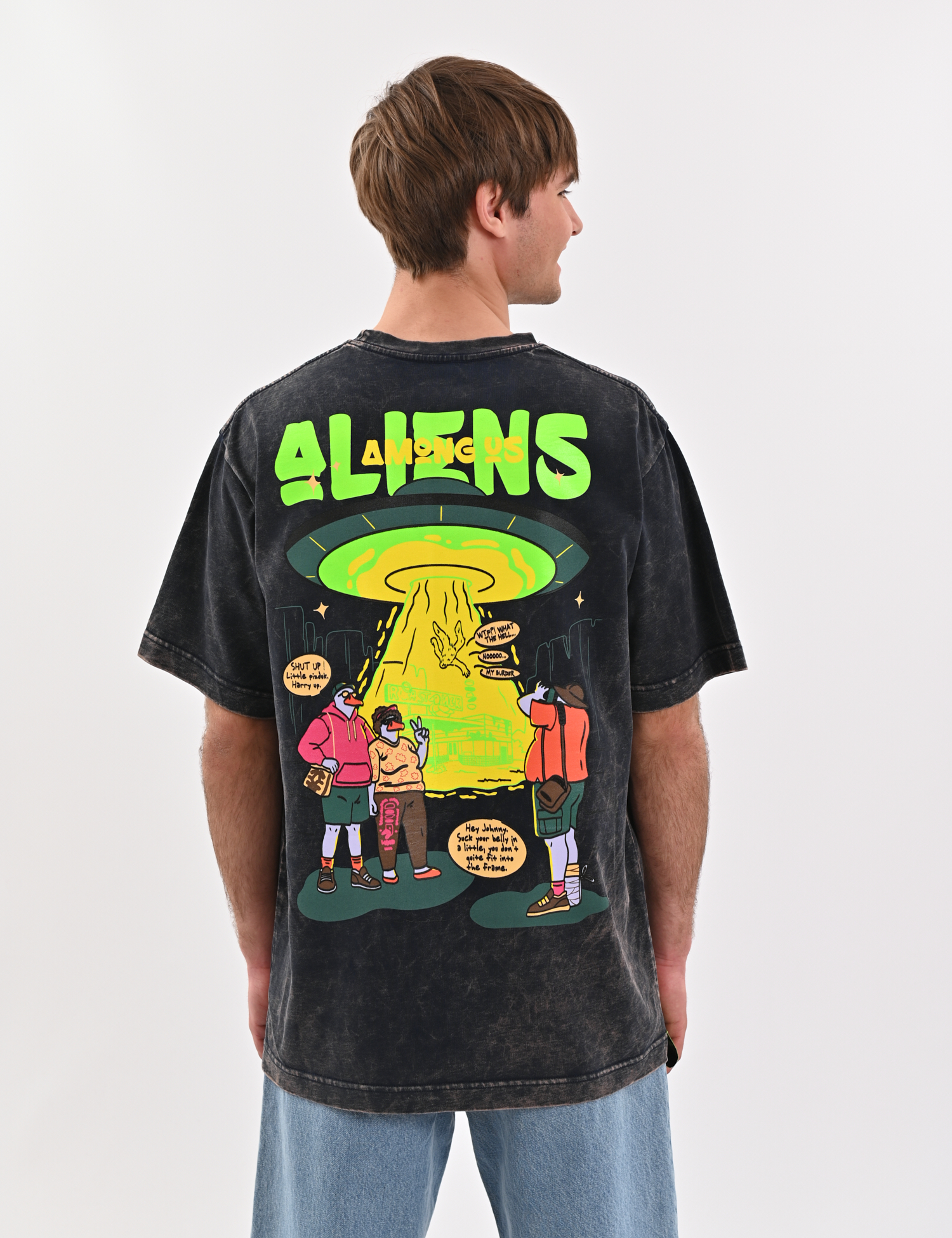 Картинка Футболка темно-синя з принтом