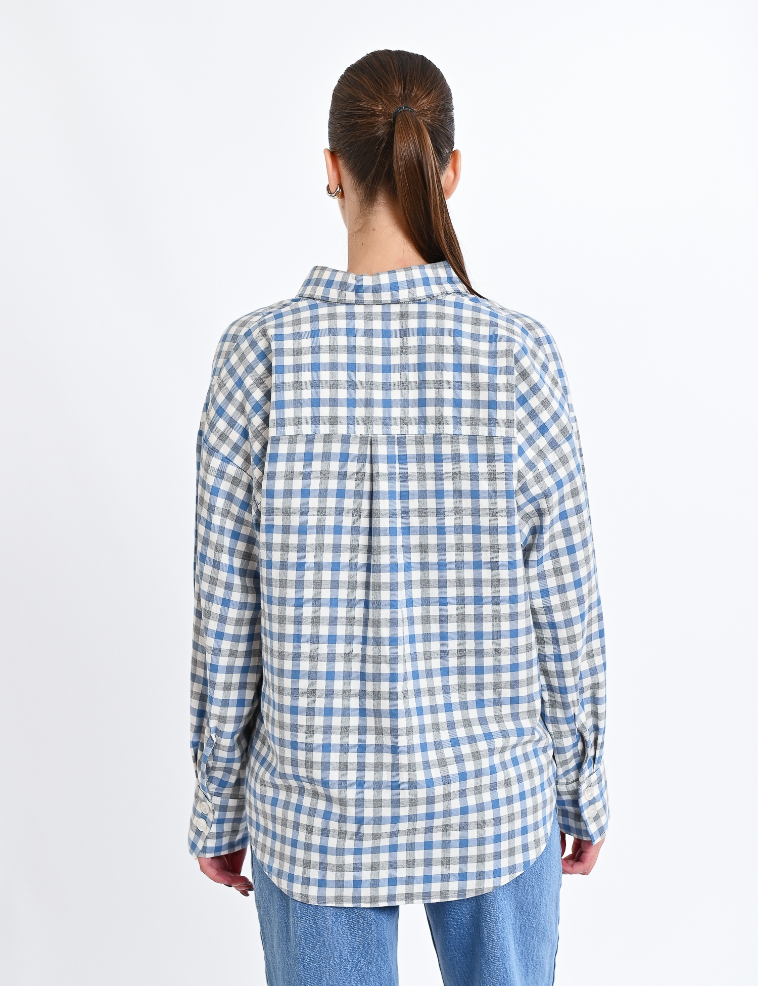 Картинка Сорочка в клітинку блакитно-сіра