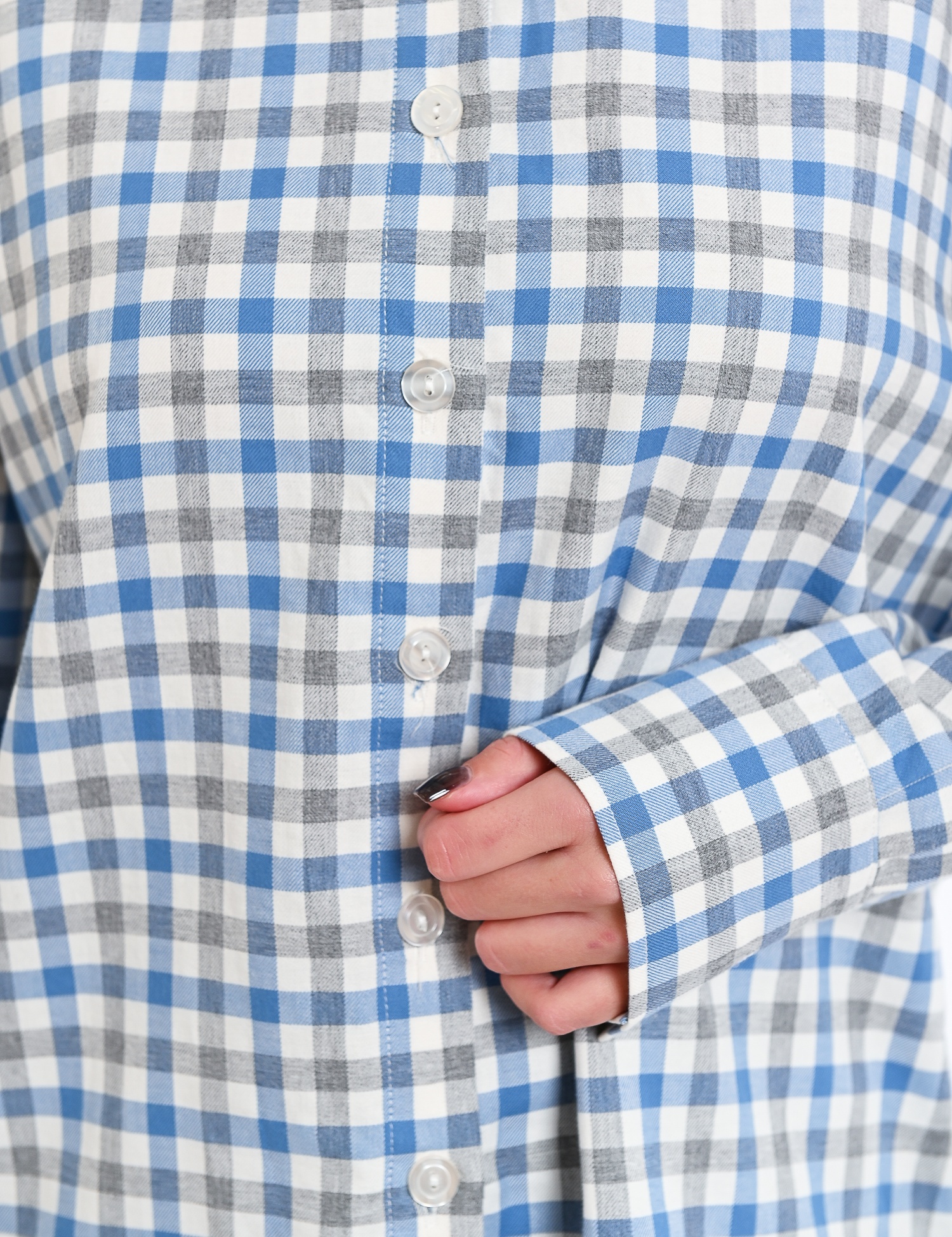 Картинка Сорочка в клітинку блакитно-сіра