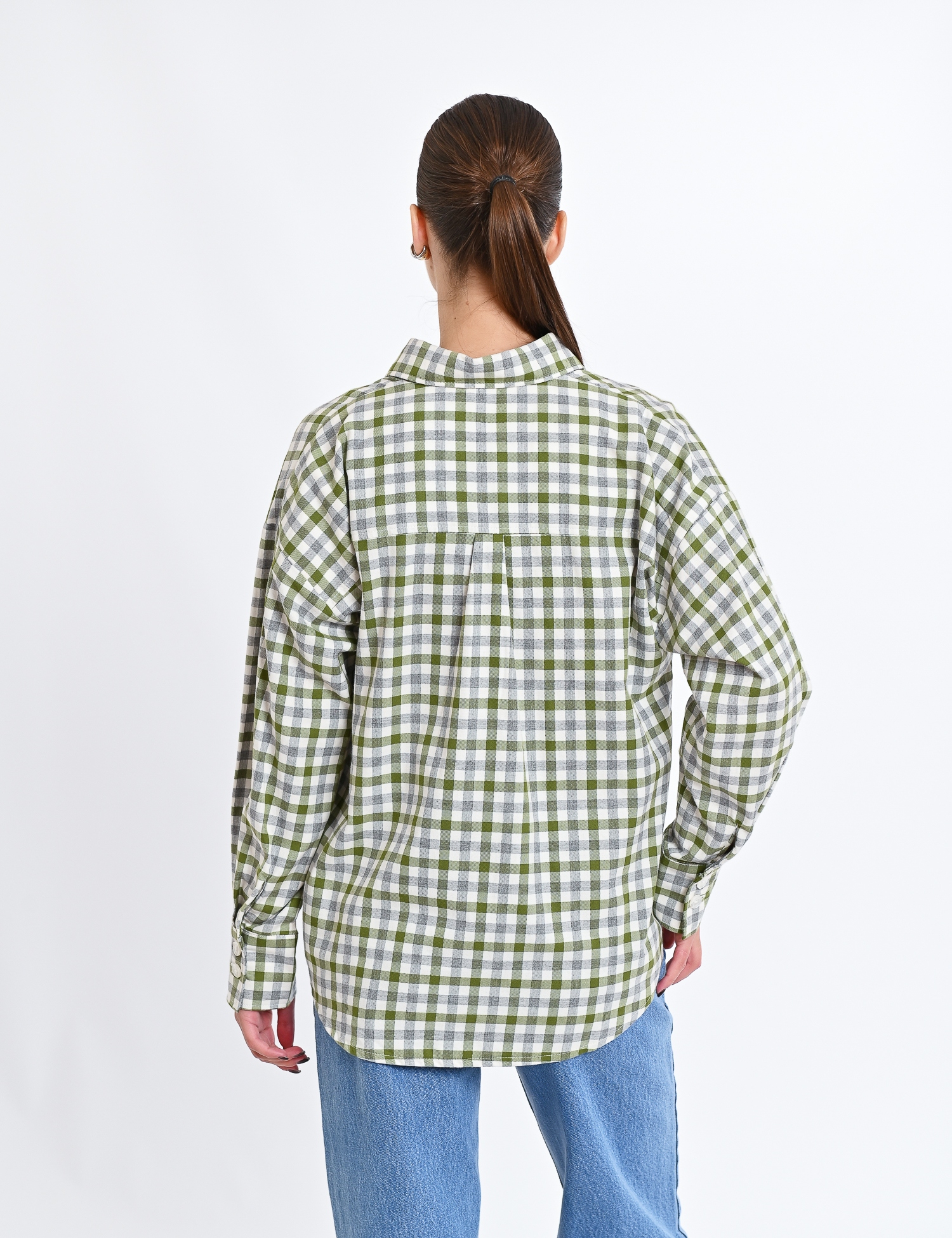 Картинка Сорочка в клітинку зелено-сіра