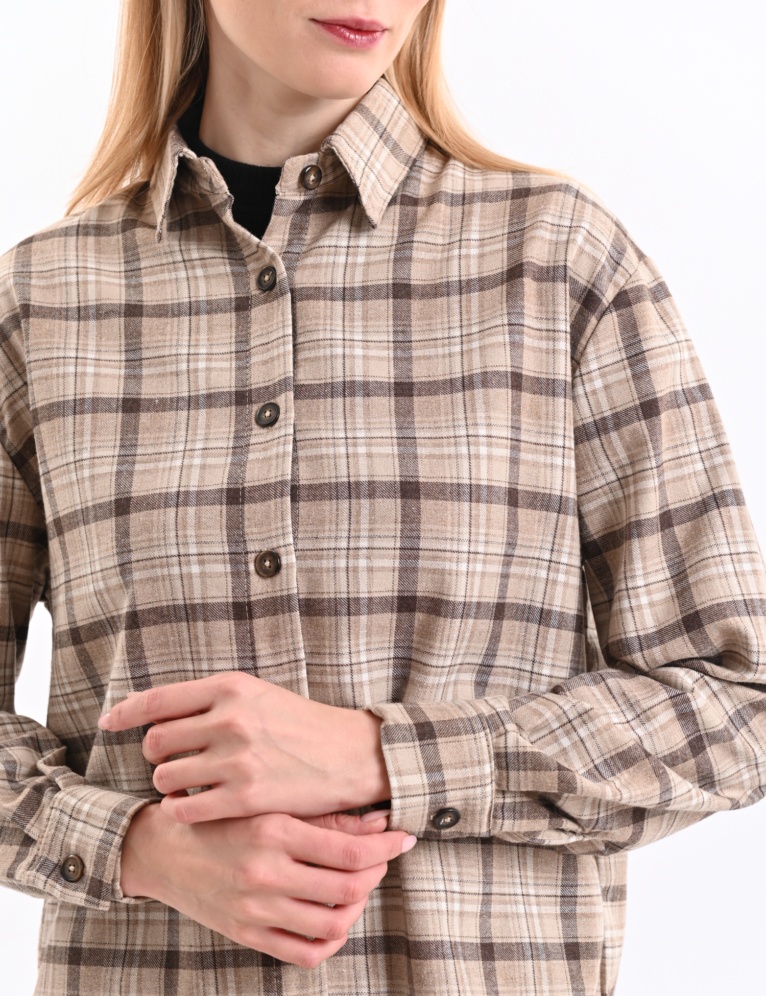 Картинка Сорочка картата бежева