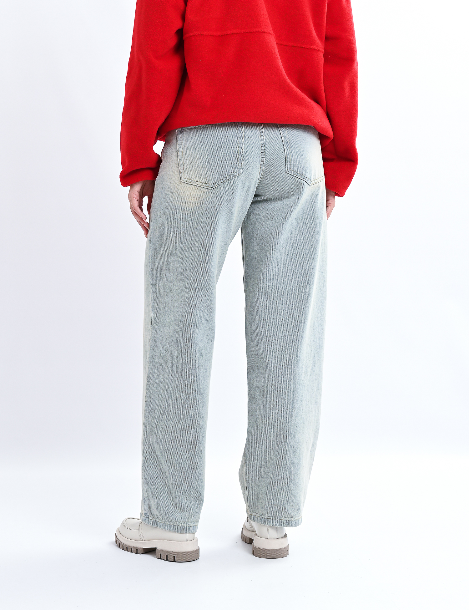 Картинка Джинси baggy з потертостями на середній посадці