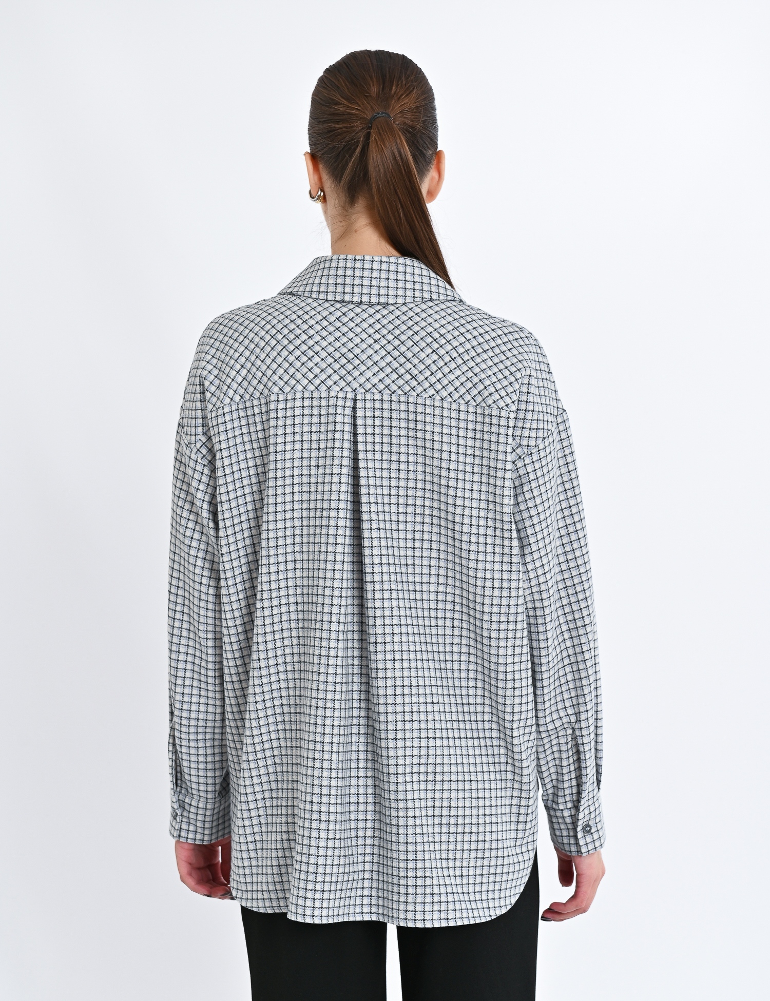 Картинка Сорочка в сіру клітинку з блакитним