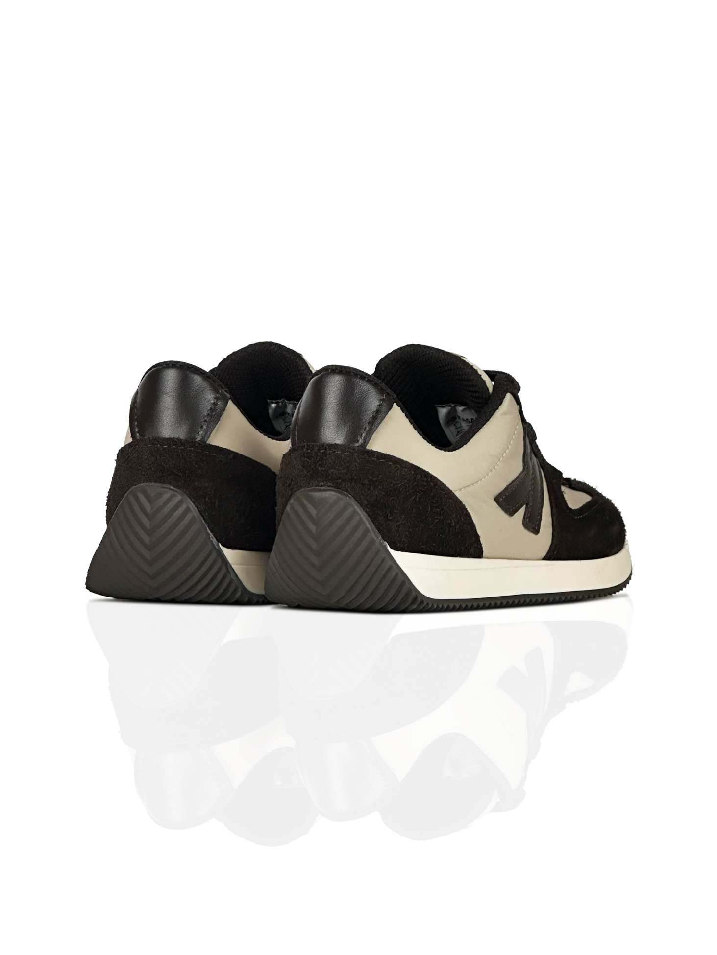 Картинка Кросівки коричнево-бежеві з натурального спилку-замші та нейлонової тканини