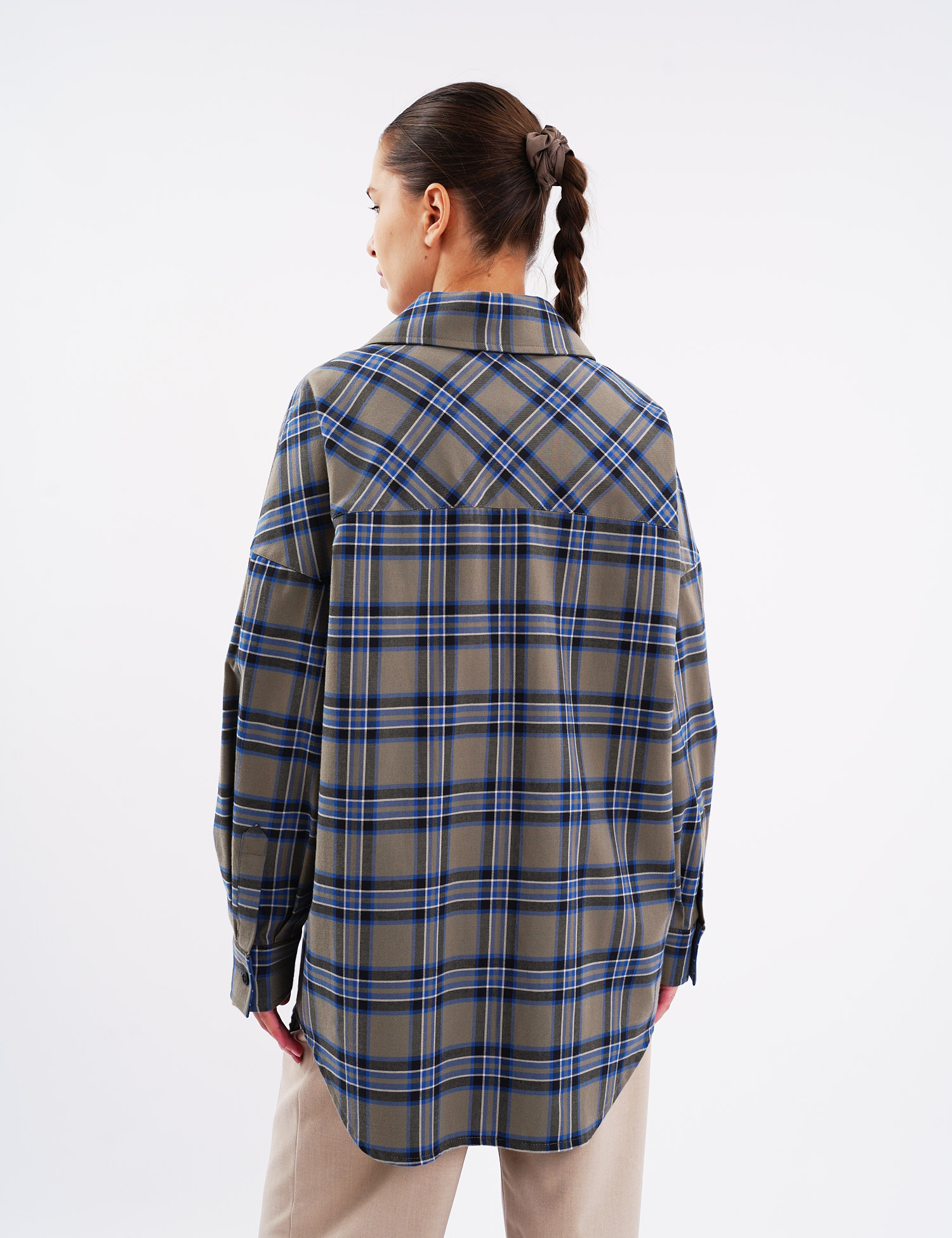 Картинка Сорочка oversize в клітинку сіра