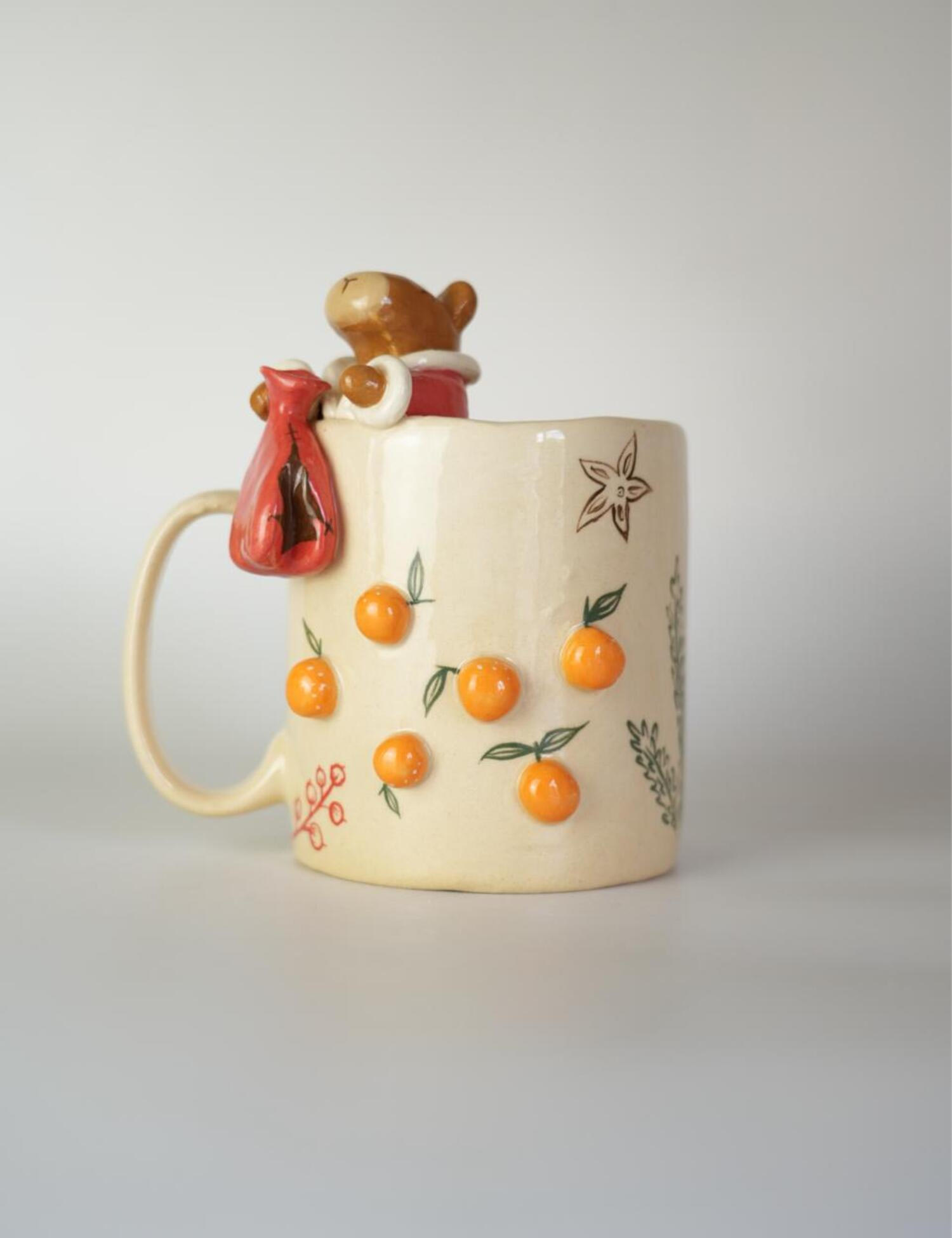 Картинка Керамічна чашка ручної роботи «Різдвяна капібара»