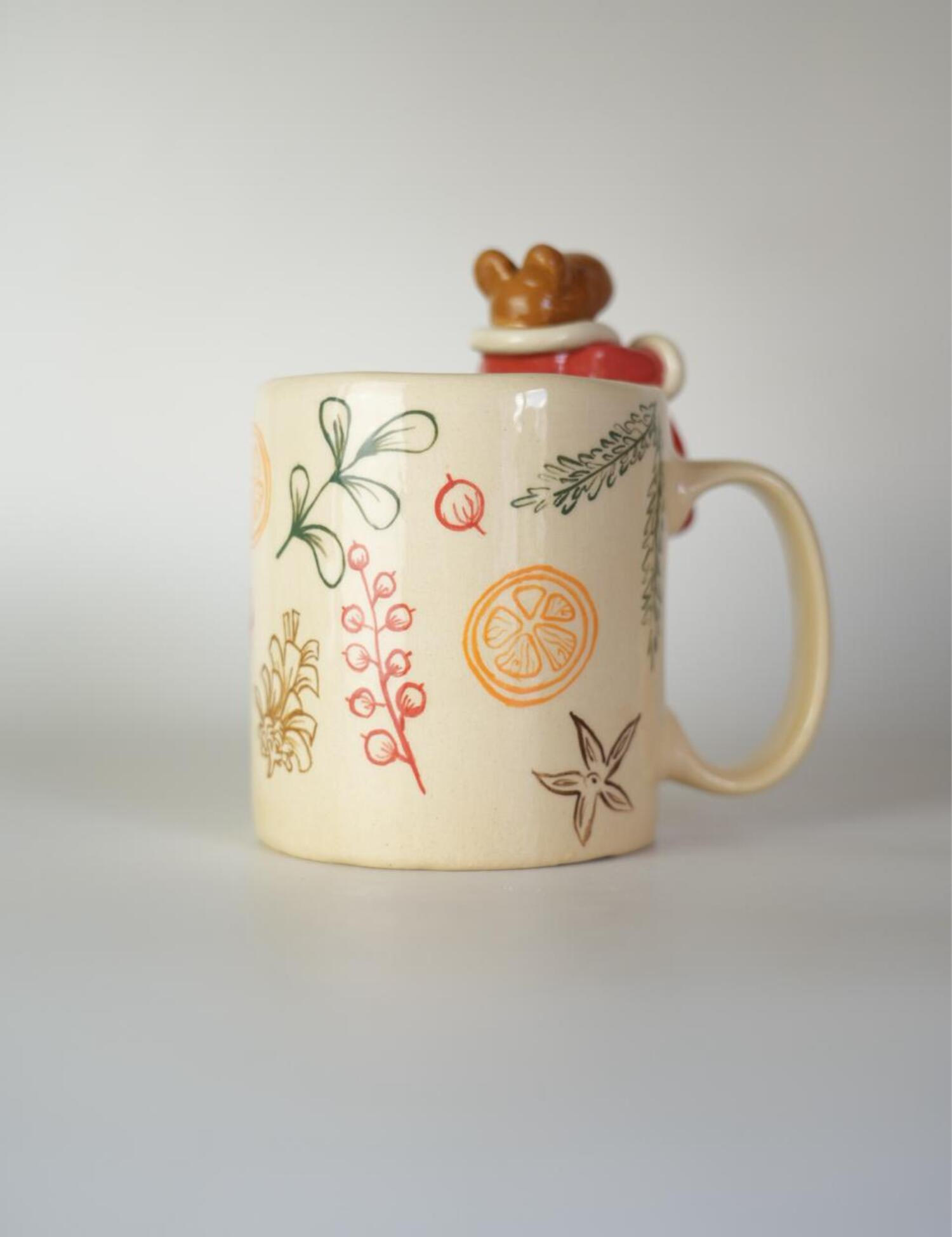 Картинка Керамічна чашка ручної роботи «Різдвяна капібара»