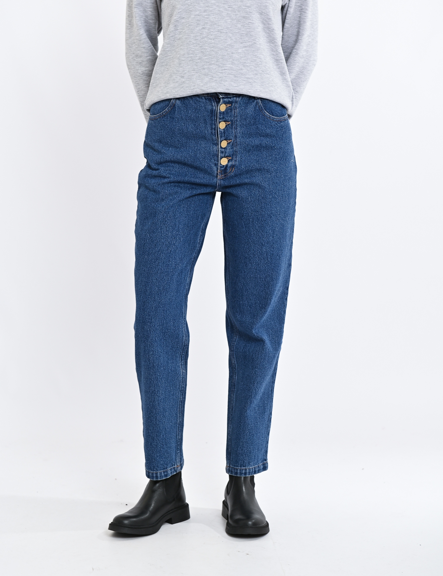 Картинка Джинси з високою посадкою та ґудзиками