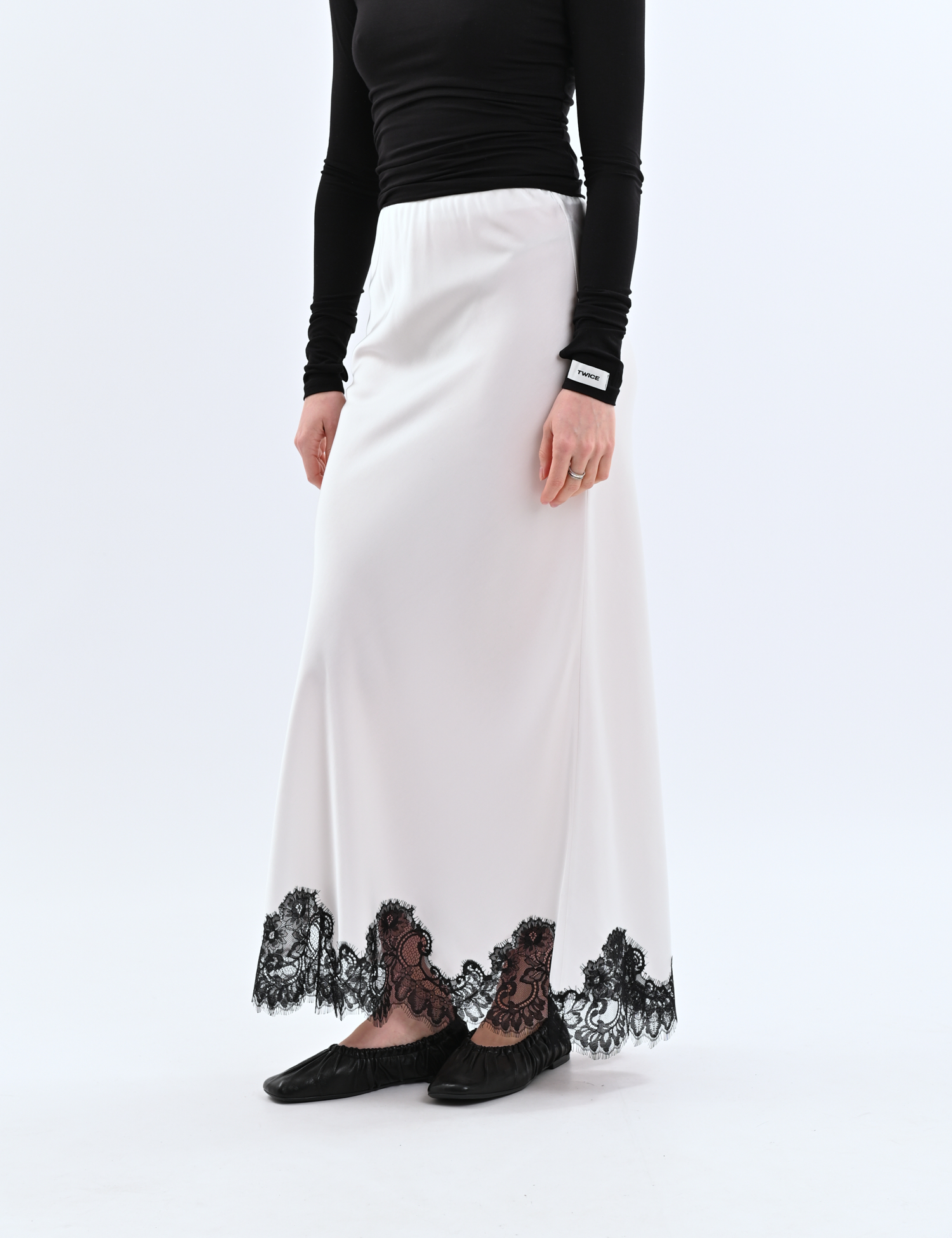 Картинка Максі-спідниця з мереживним оздобленням біла
