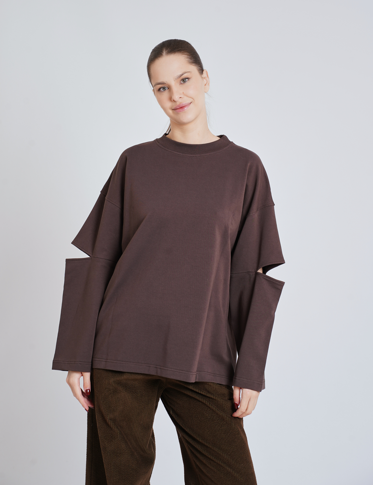 Картинка Лонгслів темно-коричневий