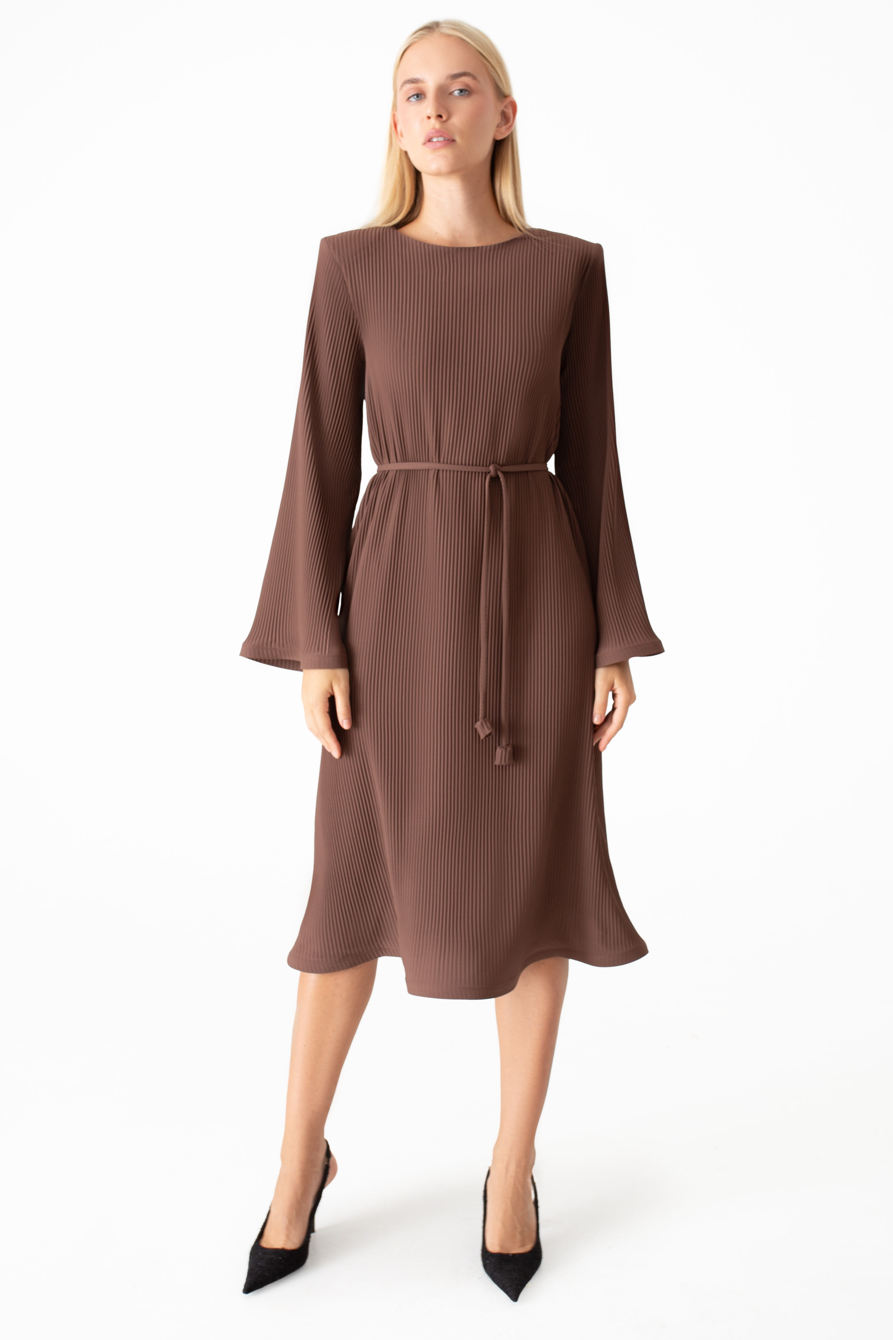 Картинка Сукня міді світло-коричнева 