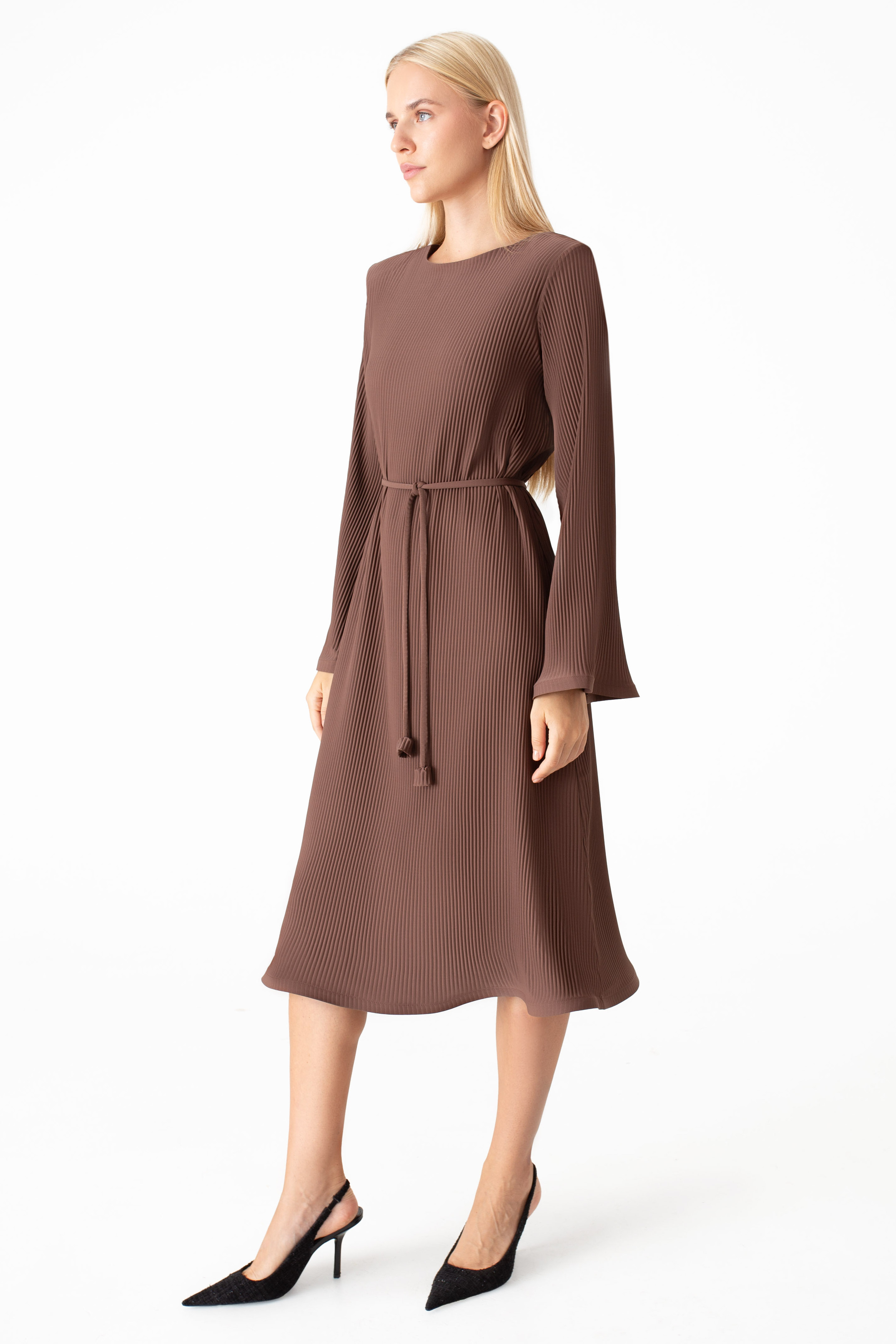 Картинка Сукня міді світло-коричнева 