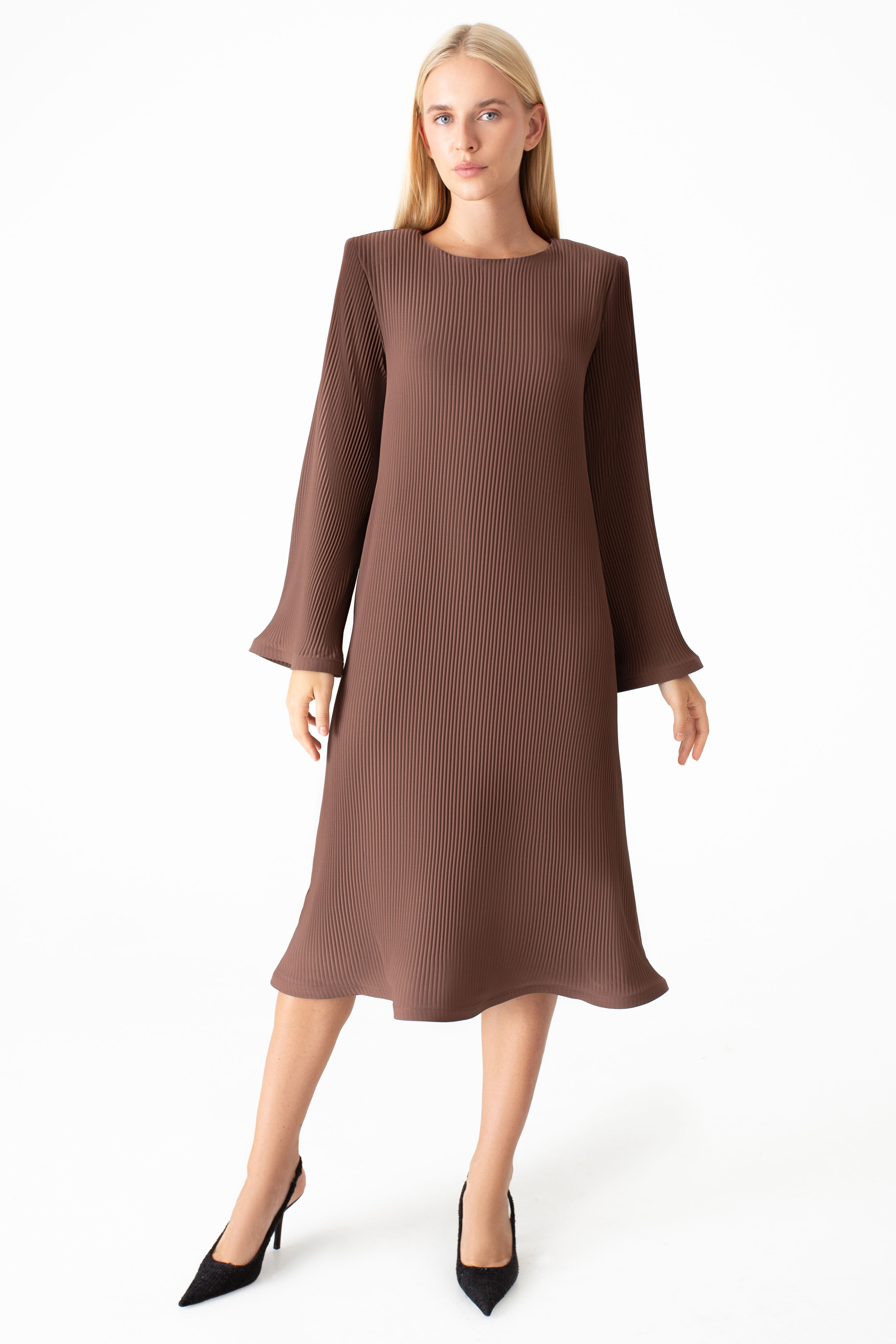 Картинка Сукня міді світло-коричнева 