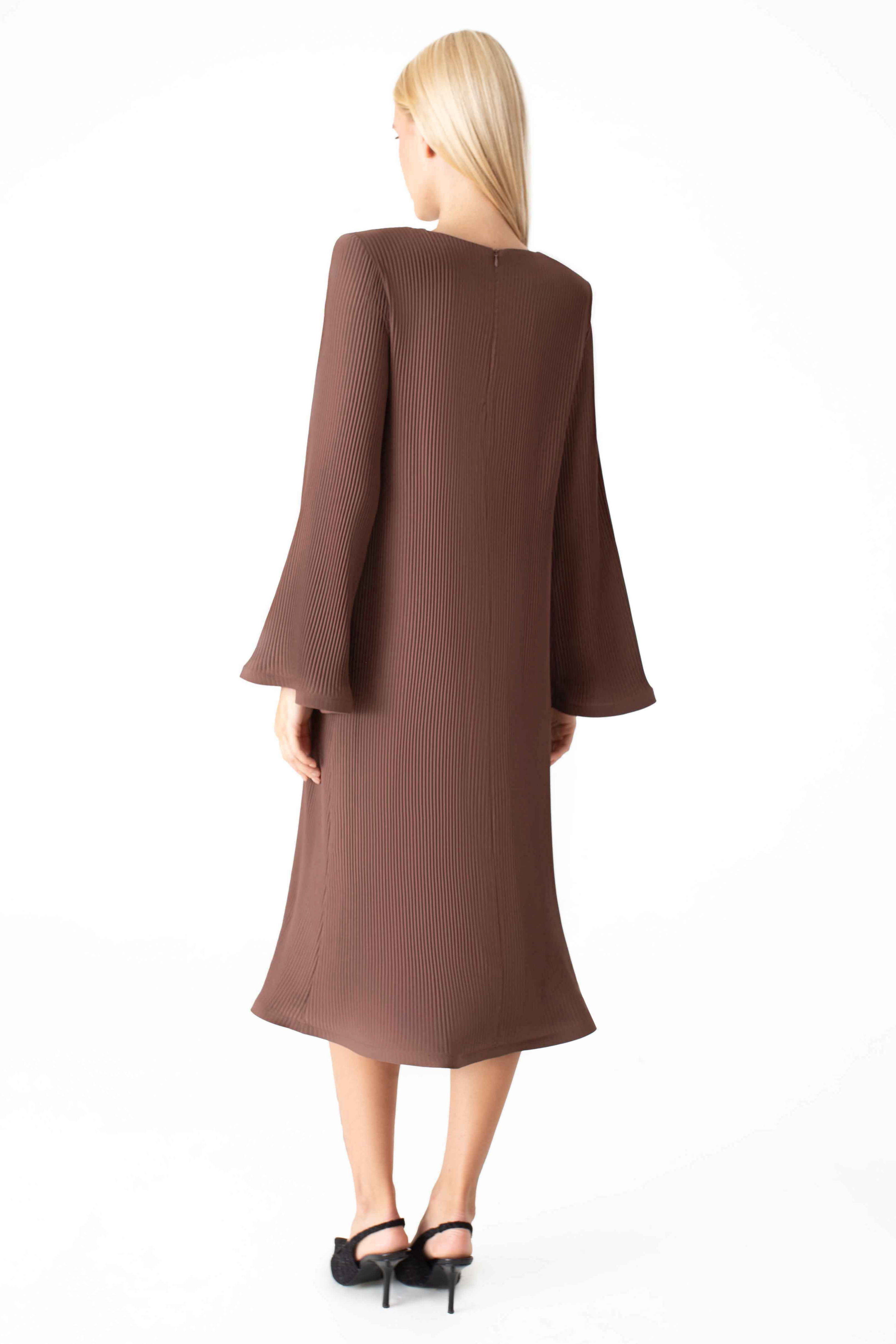 Картинка Сукня міді світло-коричнева 