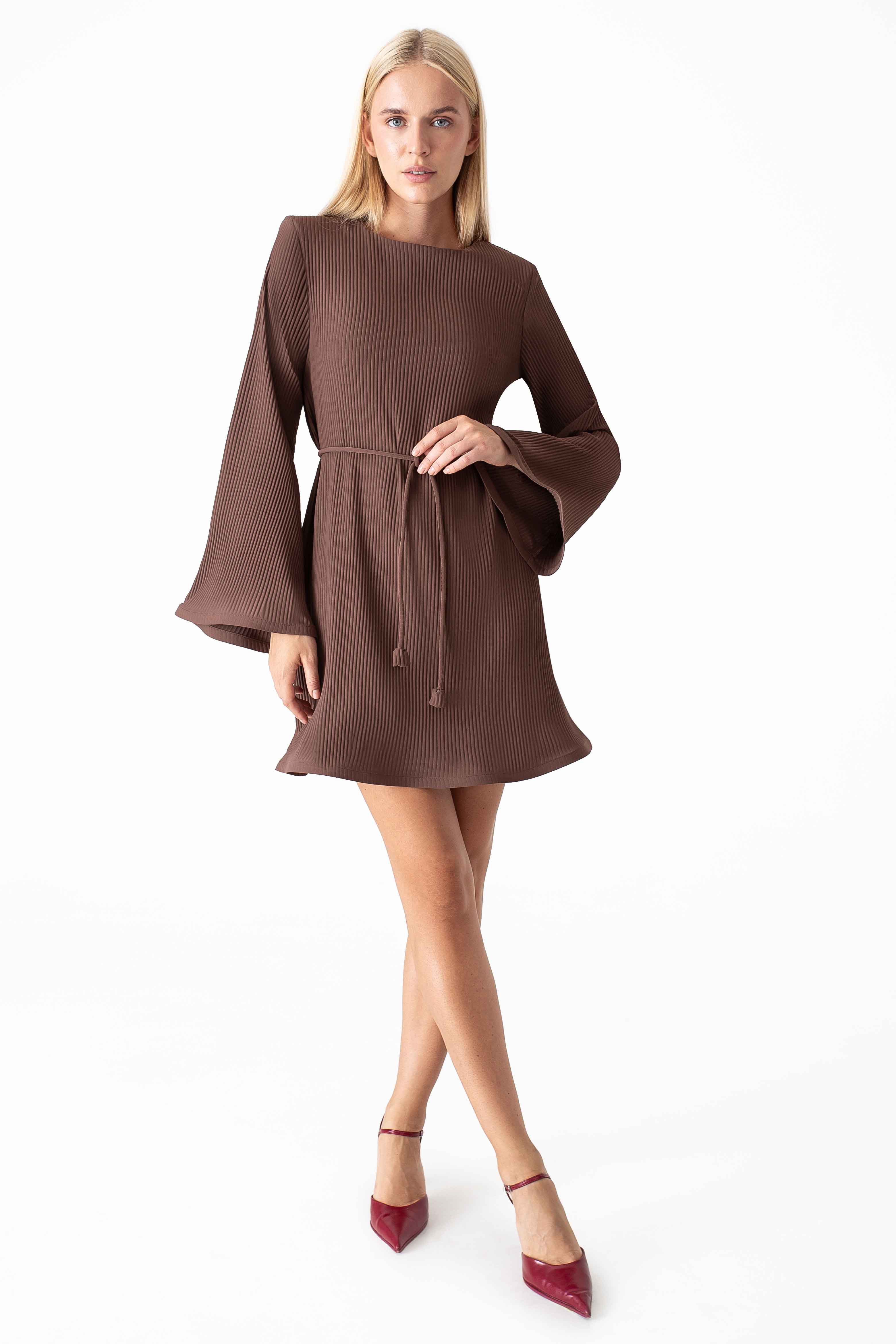 Картинка Сукня міні світло-коричнева 