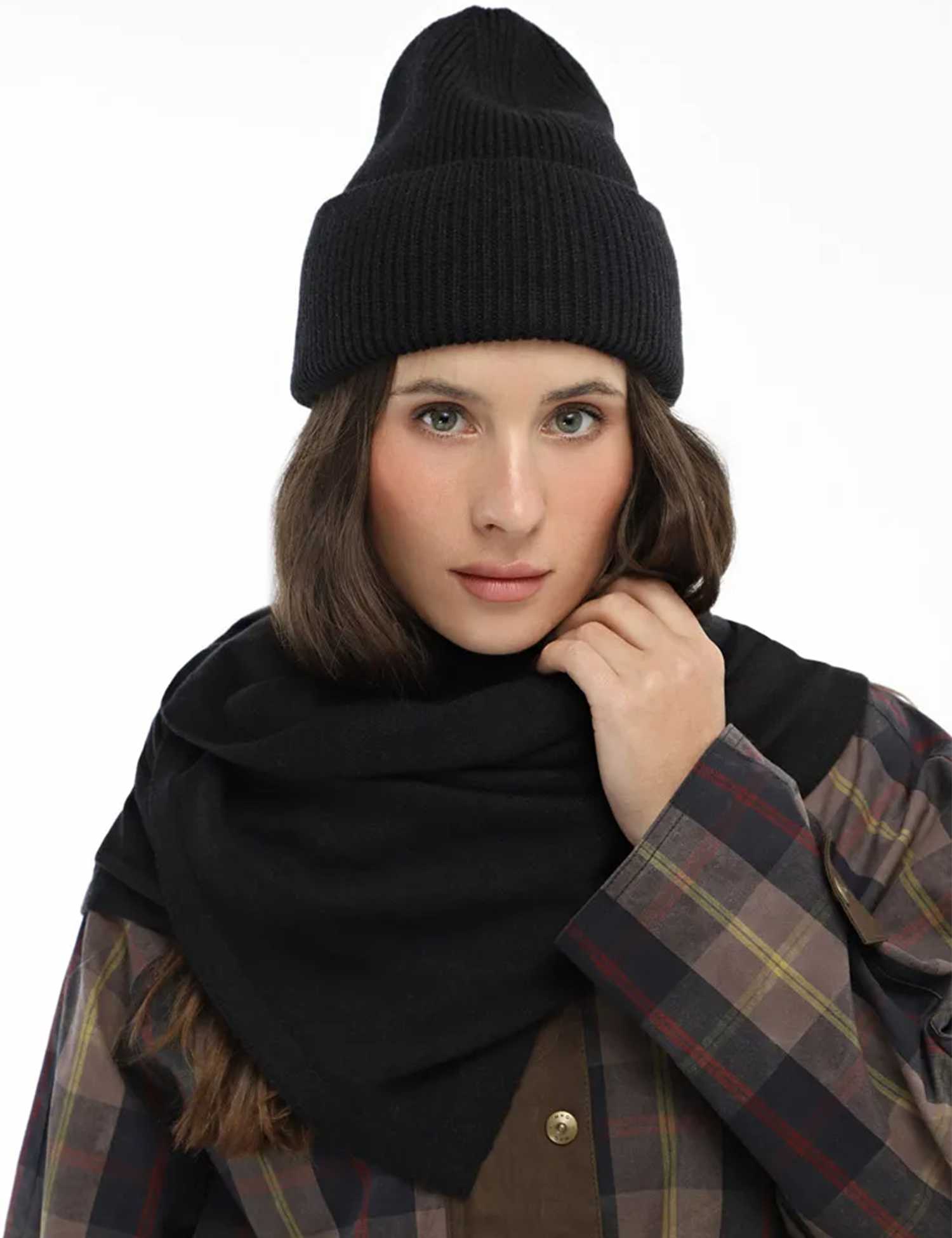 Картинка Жіноча темно-сіра в’язана шаль