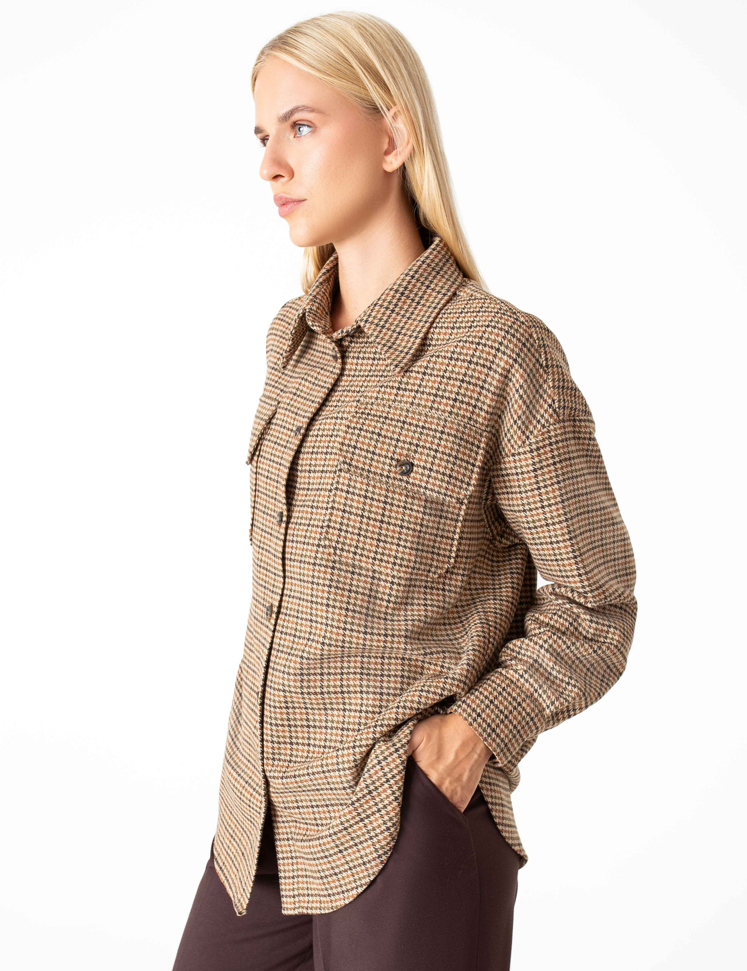 Картинка Сорочка картата з кишенею