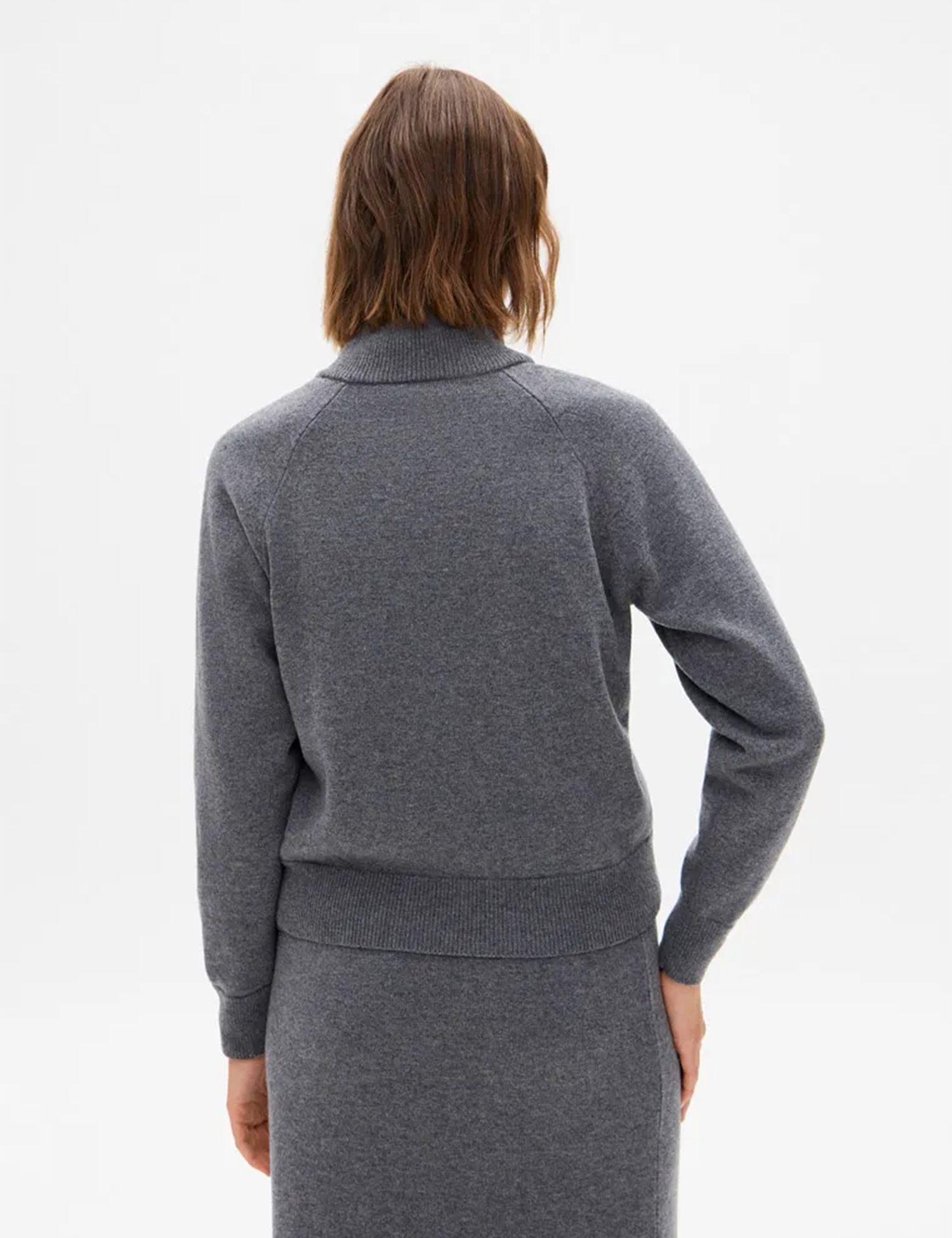 Картинка Жіночий сірий кашеміровий джемпер на блискавці