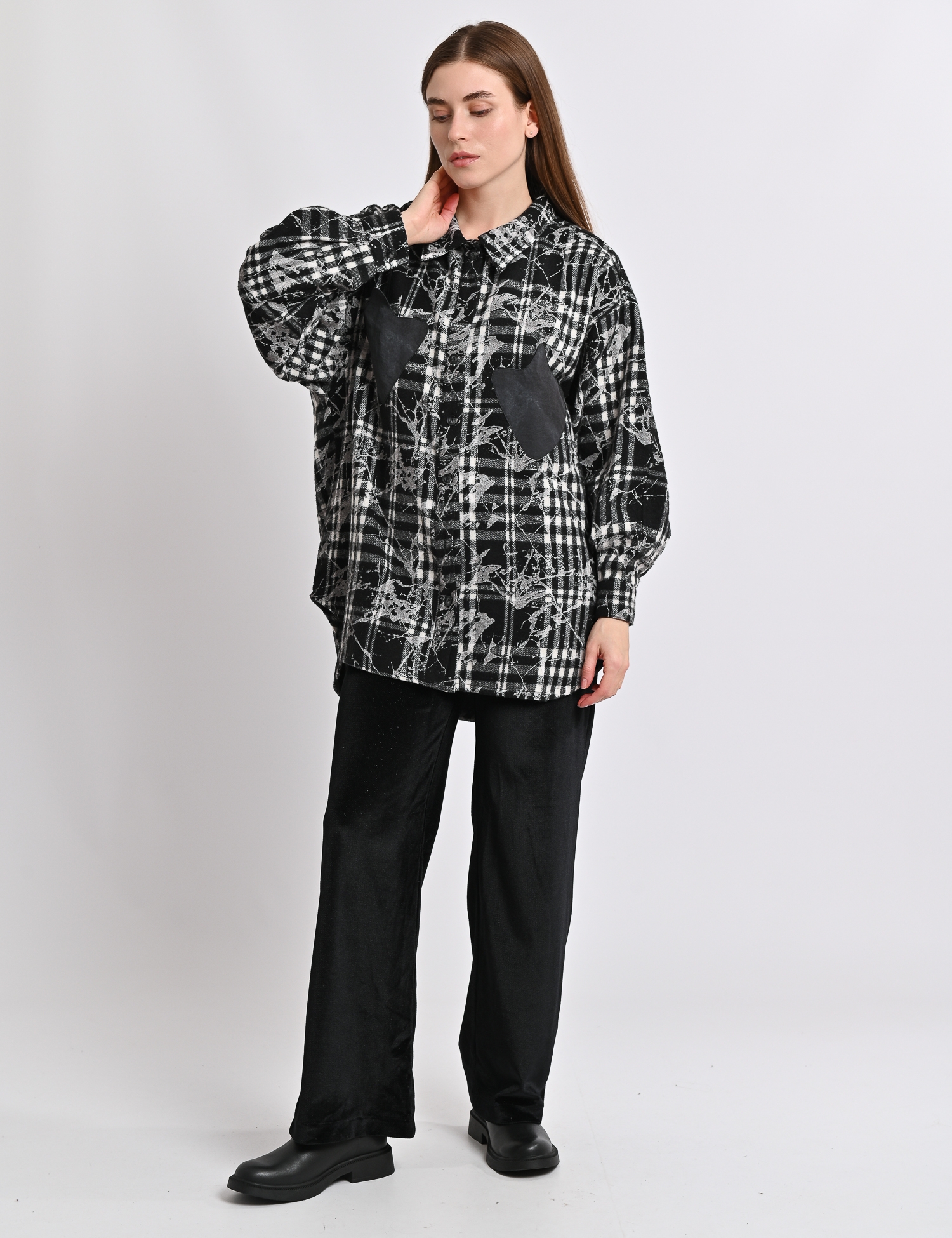 Картинка Сорочка чорна картата