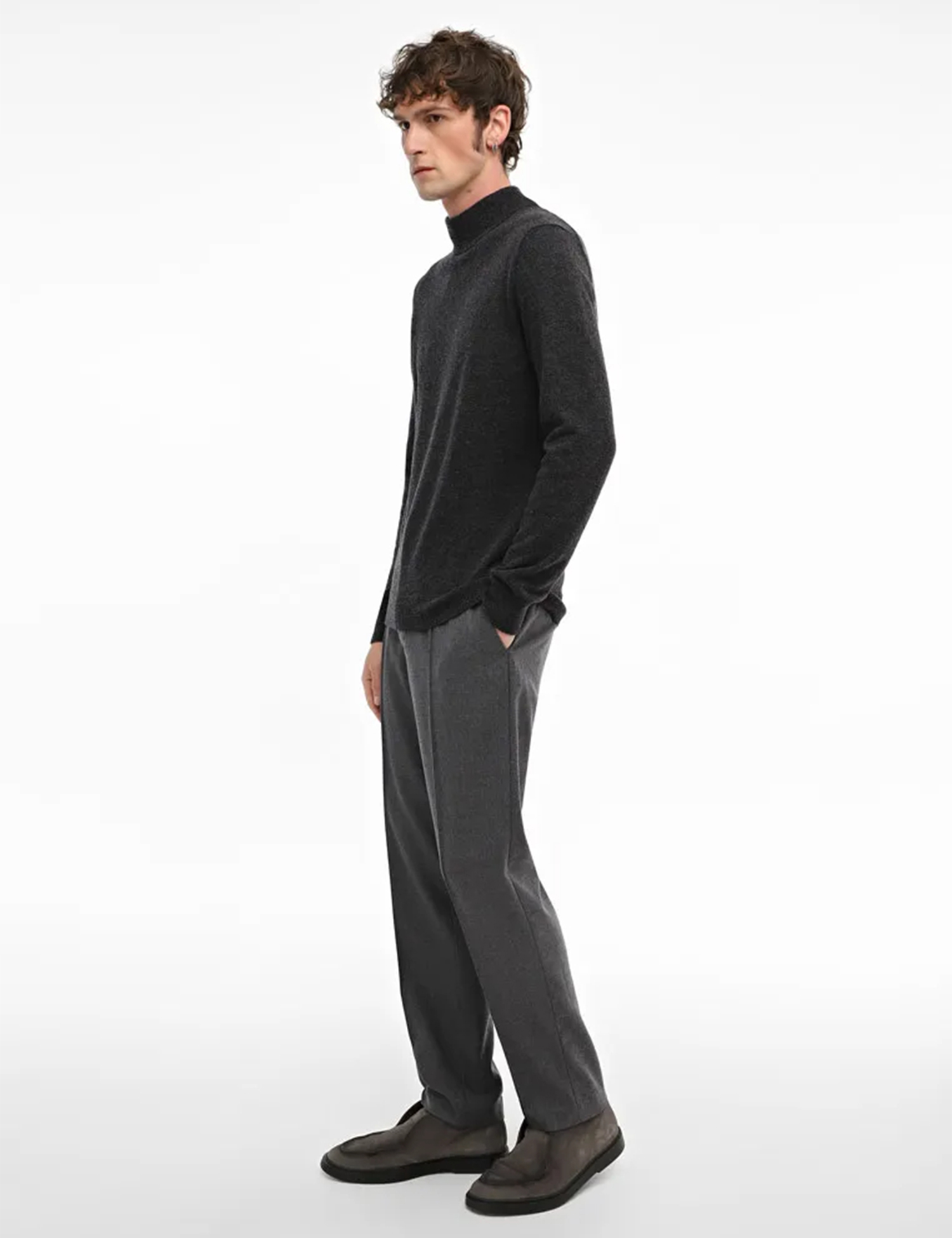 Картинка Чоловічий темно-сірий кашеміровий гольф