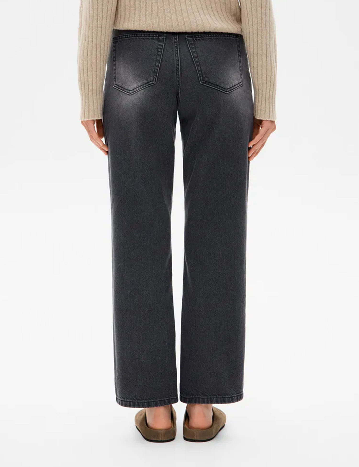 Картинка Жіночі сірі джинси прямого крою з ефектом вицвітання