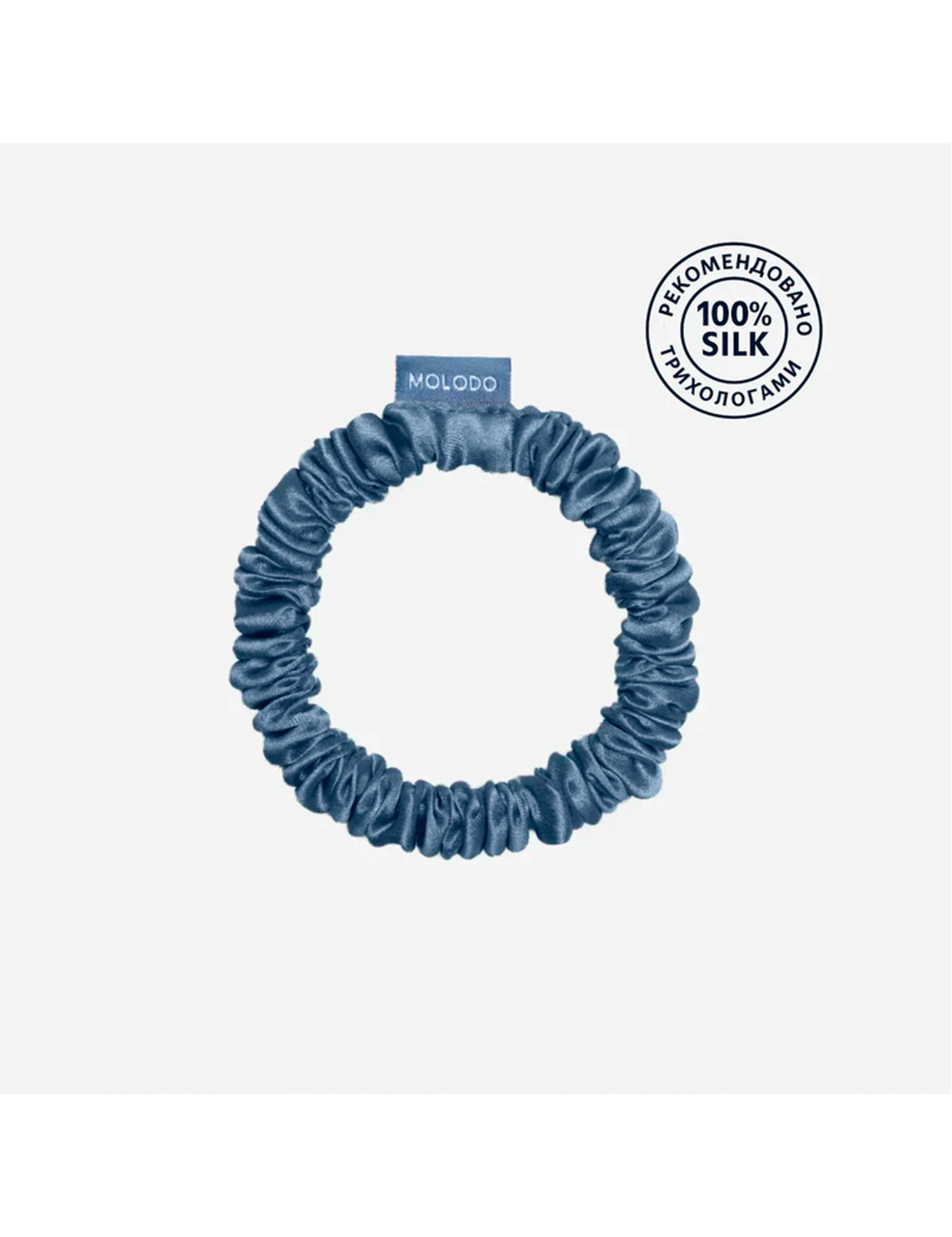 Картинка Шовоква резинка для волосся блакитна