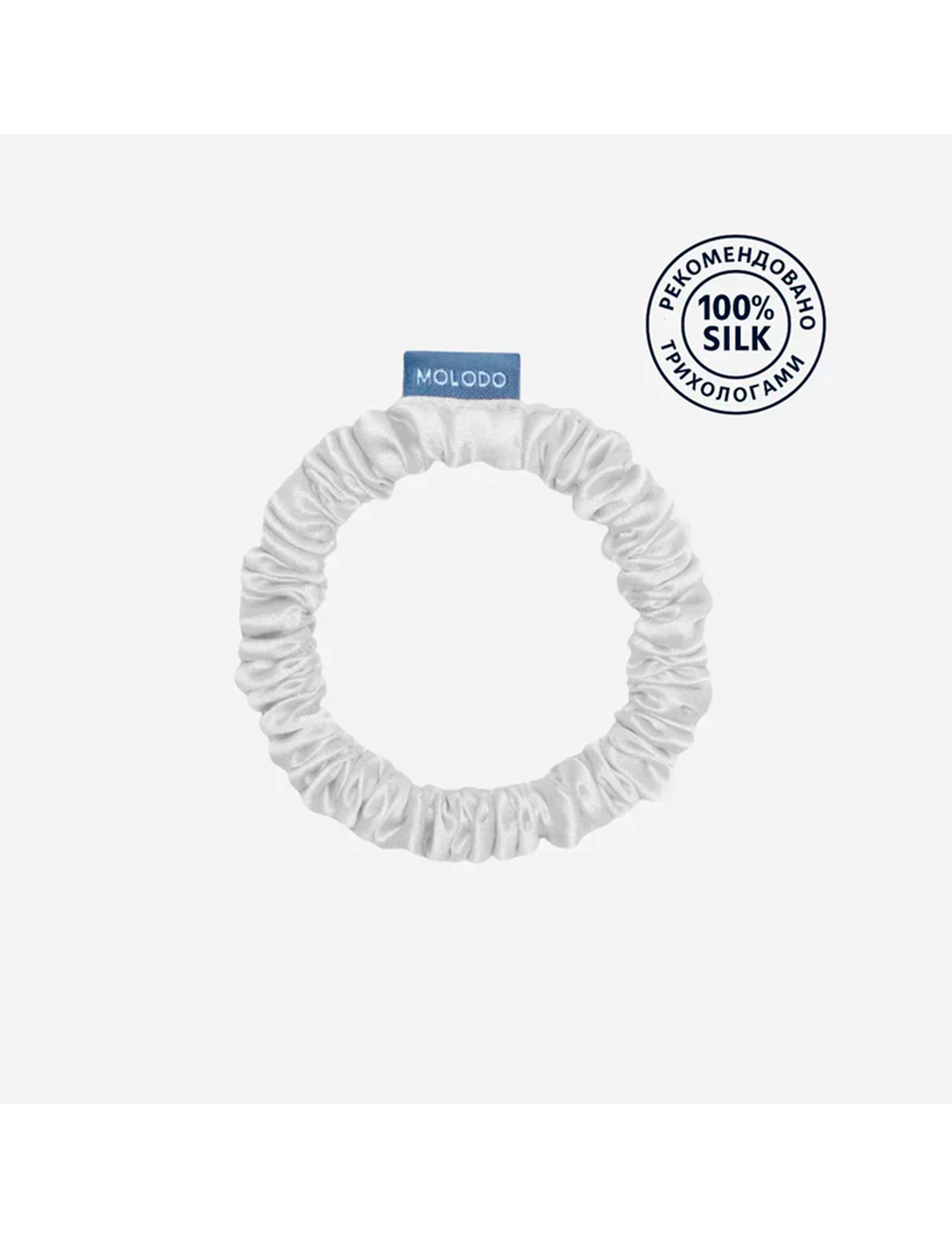 Картинка Шовоква резинка для волосся біла