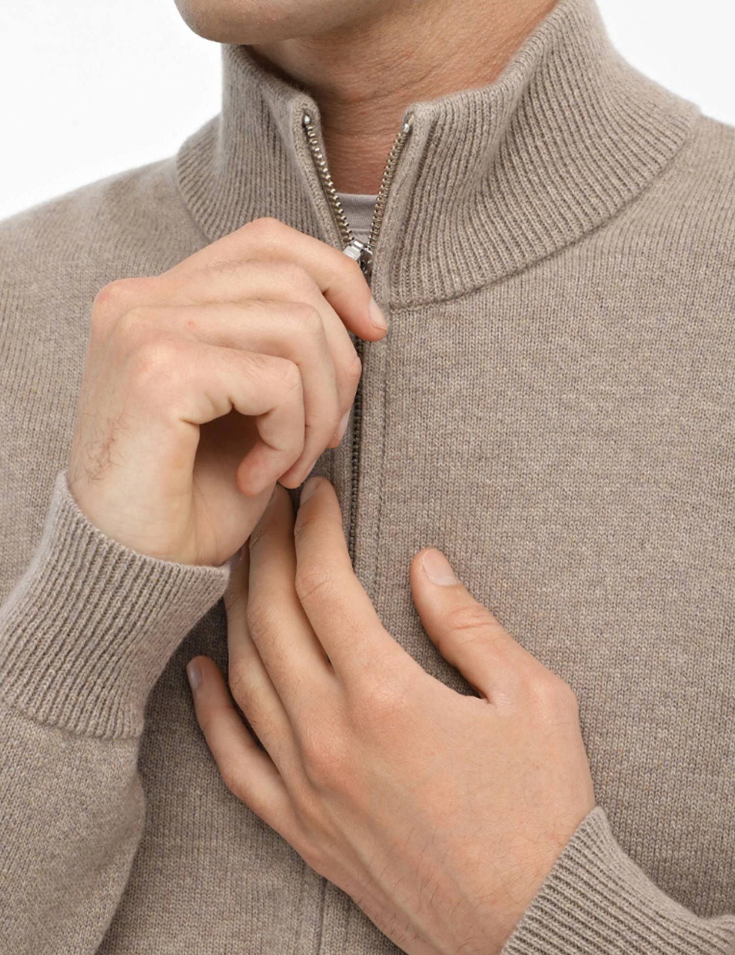 Картинка Чоловічий світло-сірий джемпер на блискавці з кашеміром