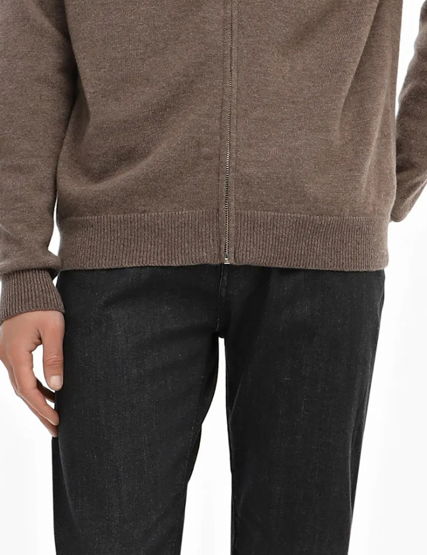 Картинка Чоловічий бежевий джемпер на блискавці з кашеміром