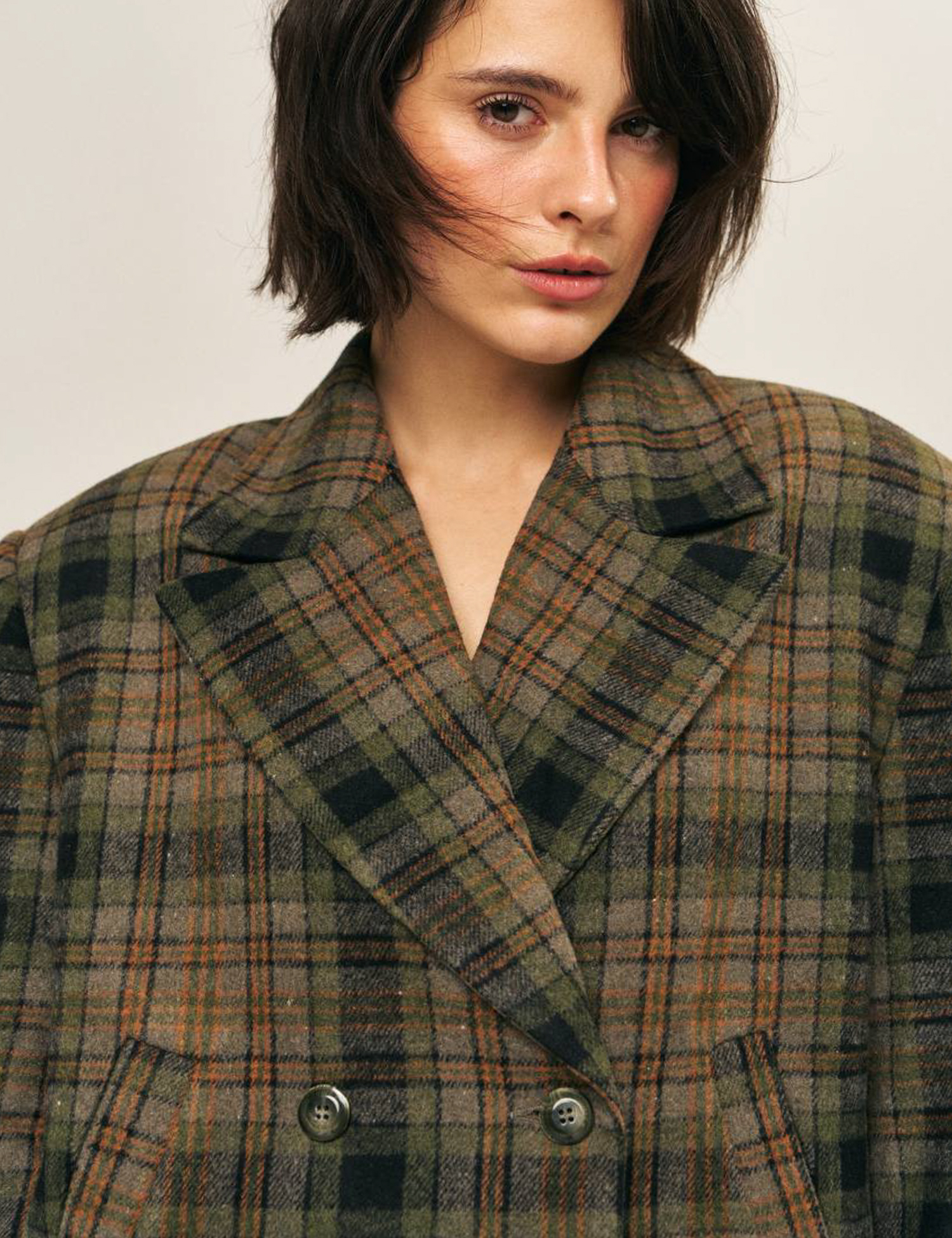 Картинка Двобортний жакет у клітинку з вовною