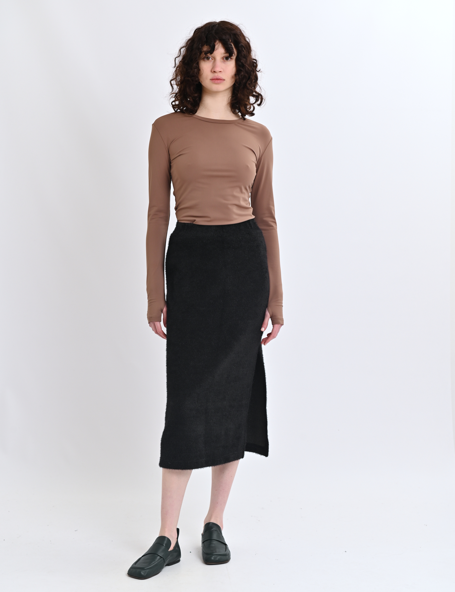 Картинка Лонгслів із довгими рукавами у кольорі мокко