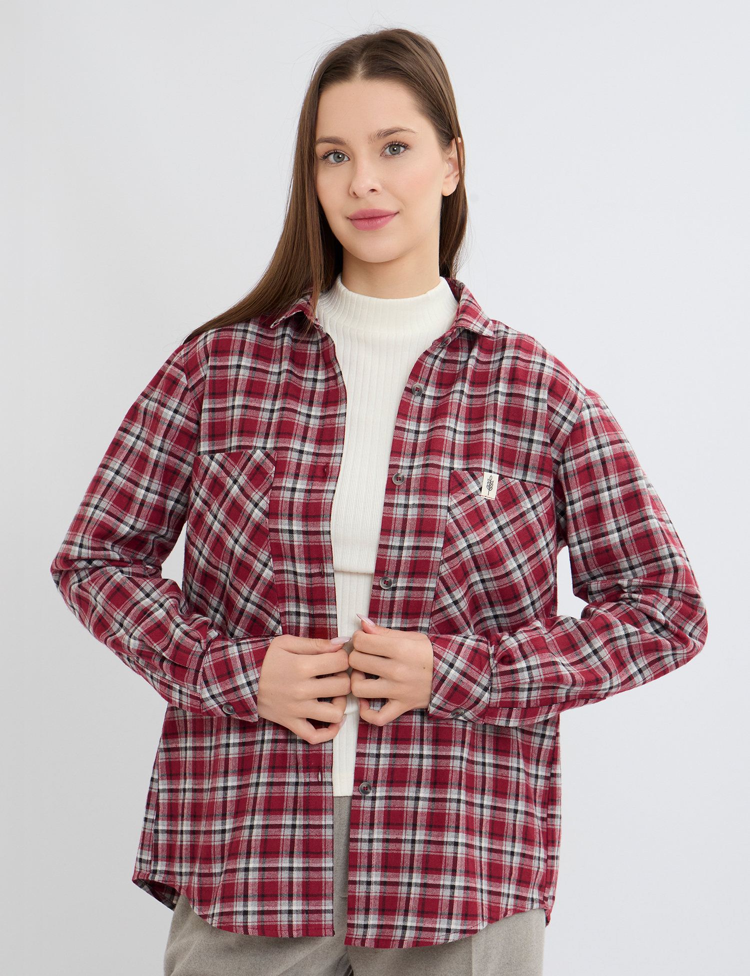 Картинка Сорочка в клітинку прямого силуету