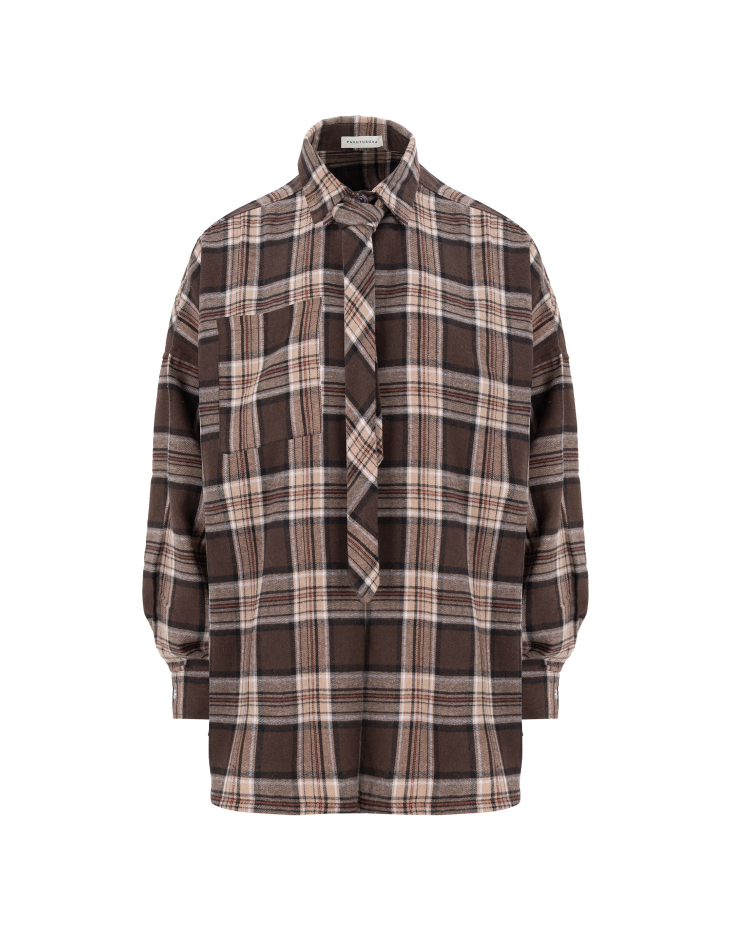 Картинка Сорочка LONG у клітинку коричнева
