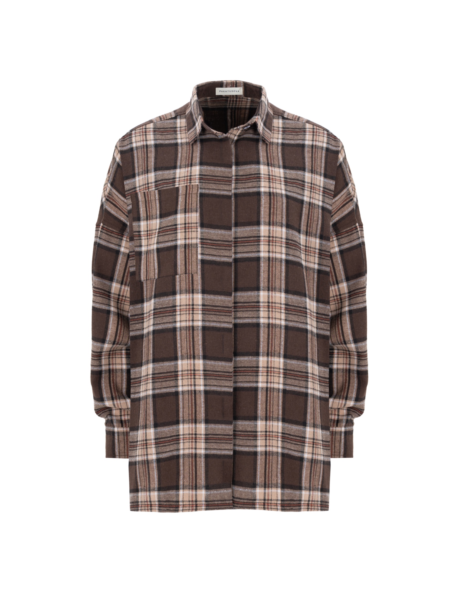 Картинка Сорочка LONG у клітинку коричнева