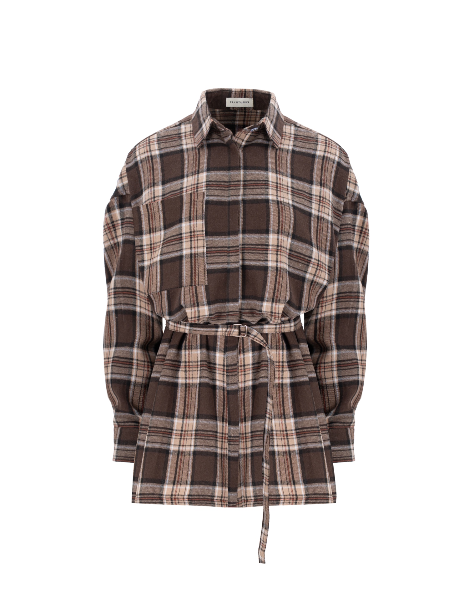 Картинка Сорочка LONG у клітинку коричнева