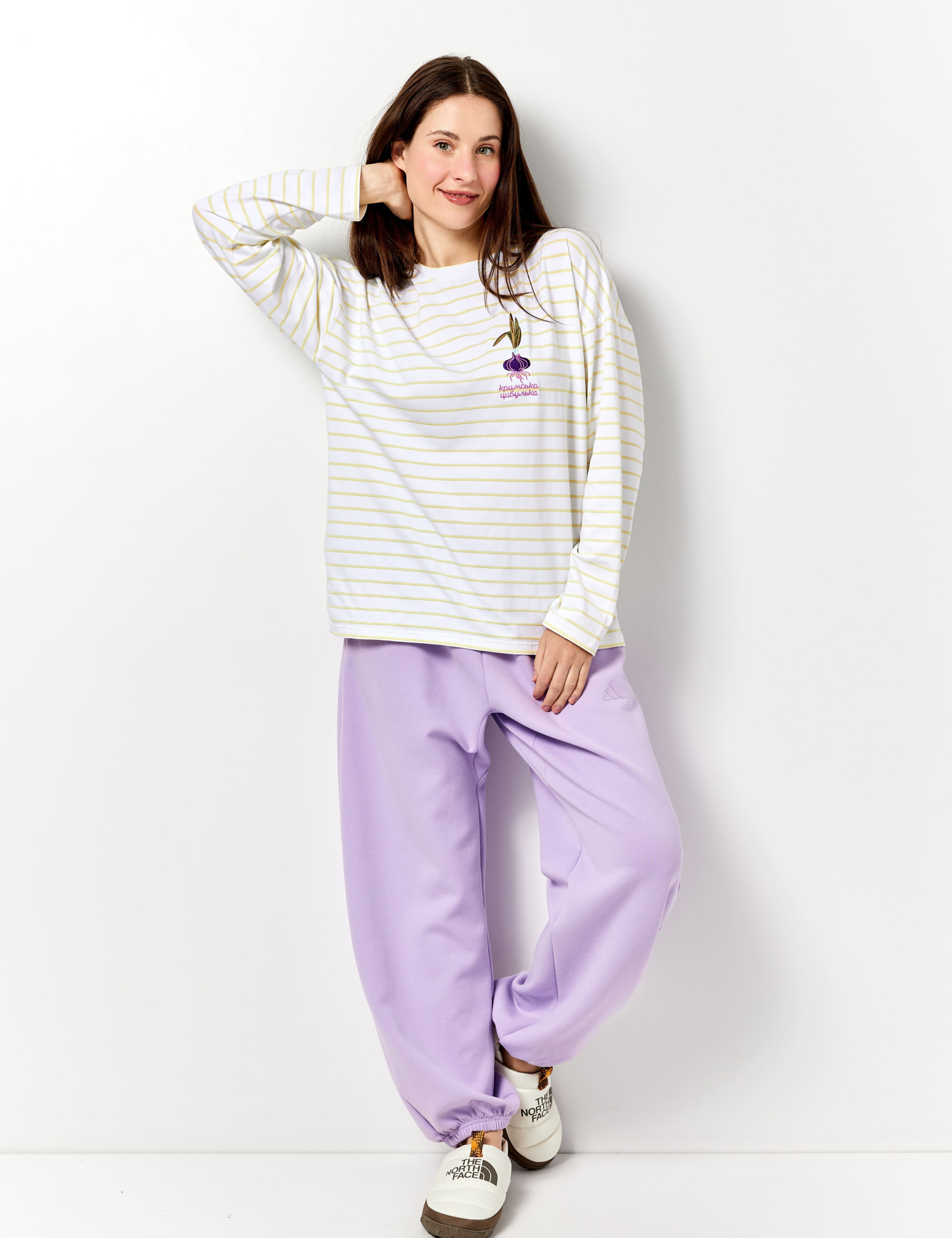 Картинка Лонгслів з вишивкою "Кримська цибулька" смугастий