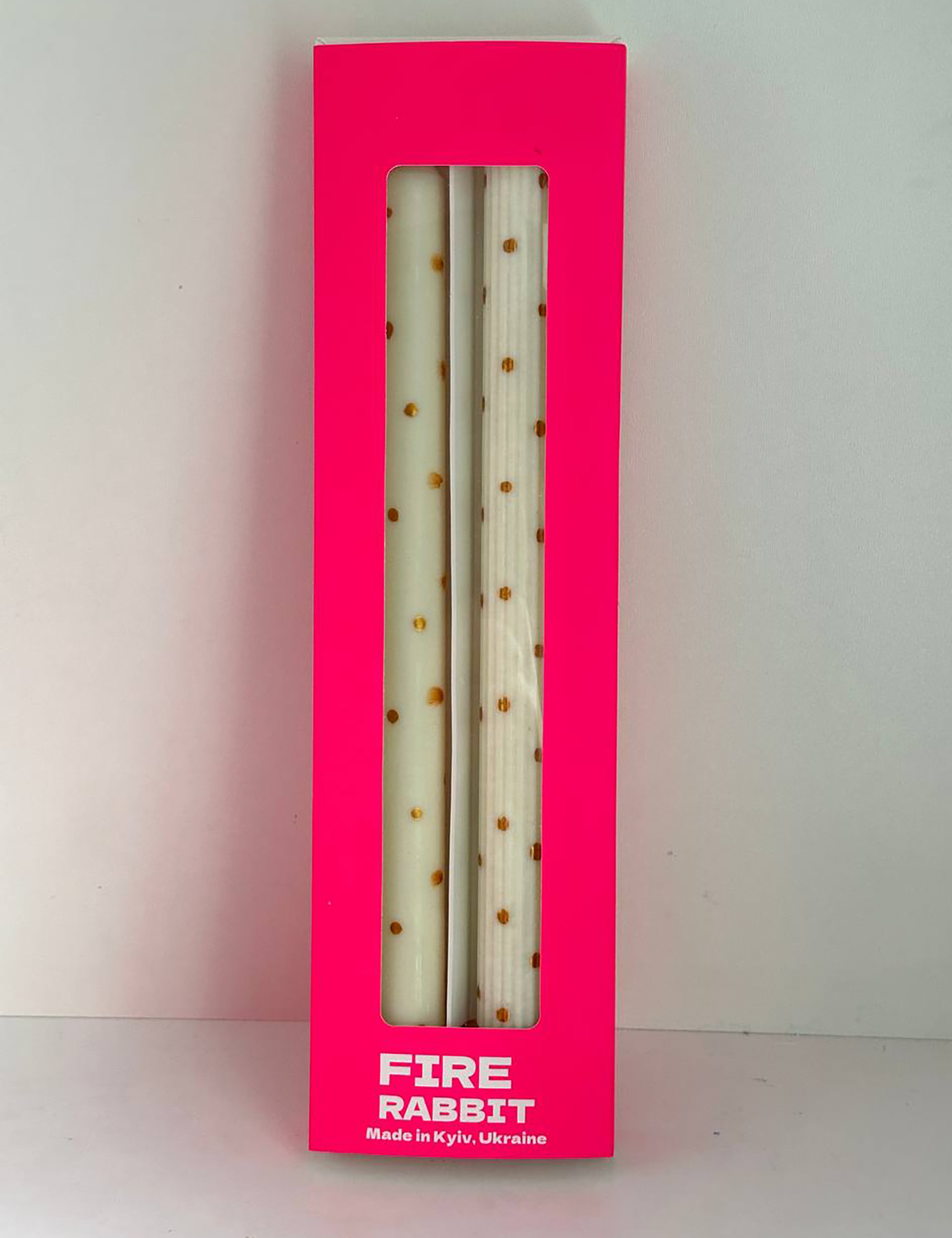 Картинка Набір 2-х свічок "Білий у золоту крапку"