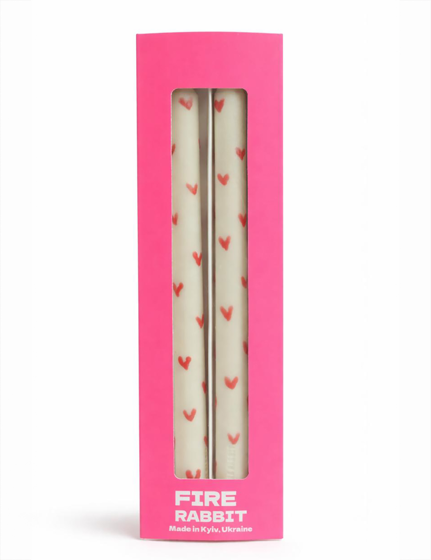 Картинка Набір з двох свічок з червоним сердечком