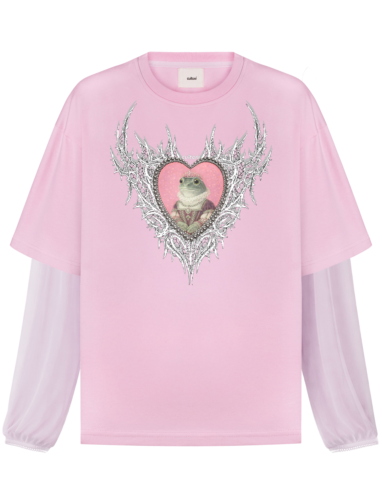 Картинка Лонгслів із органзовими рукавами та принтом «Royal Frog»