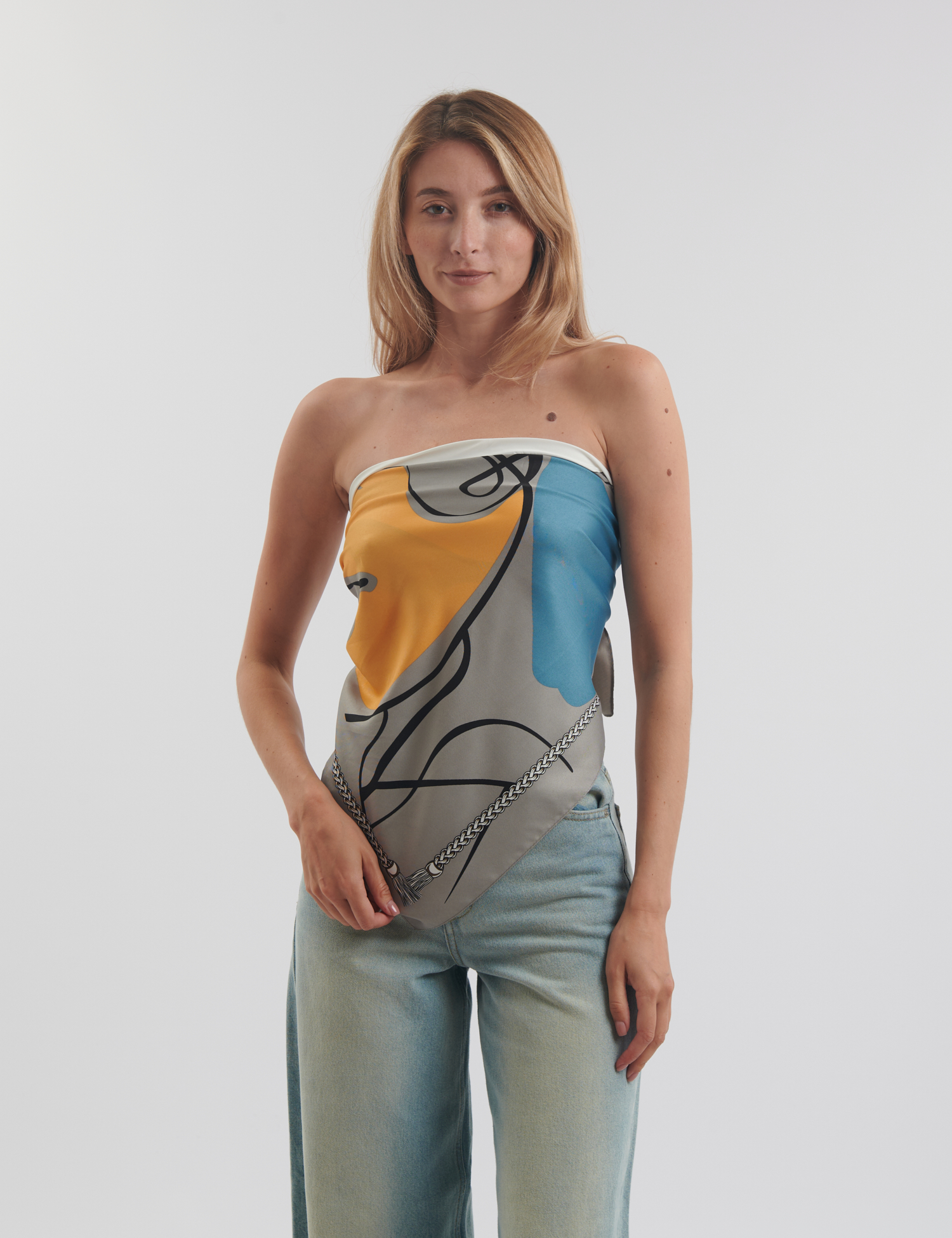 Картинка ХУстка принтована жовто-сіра 90*90 см